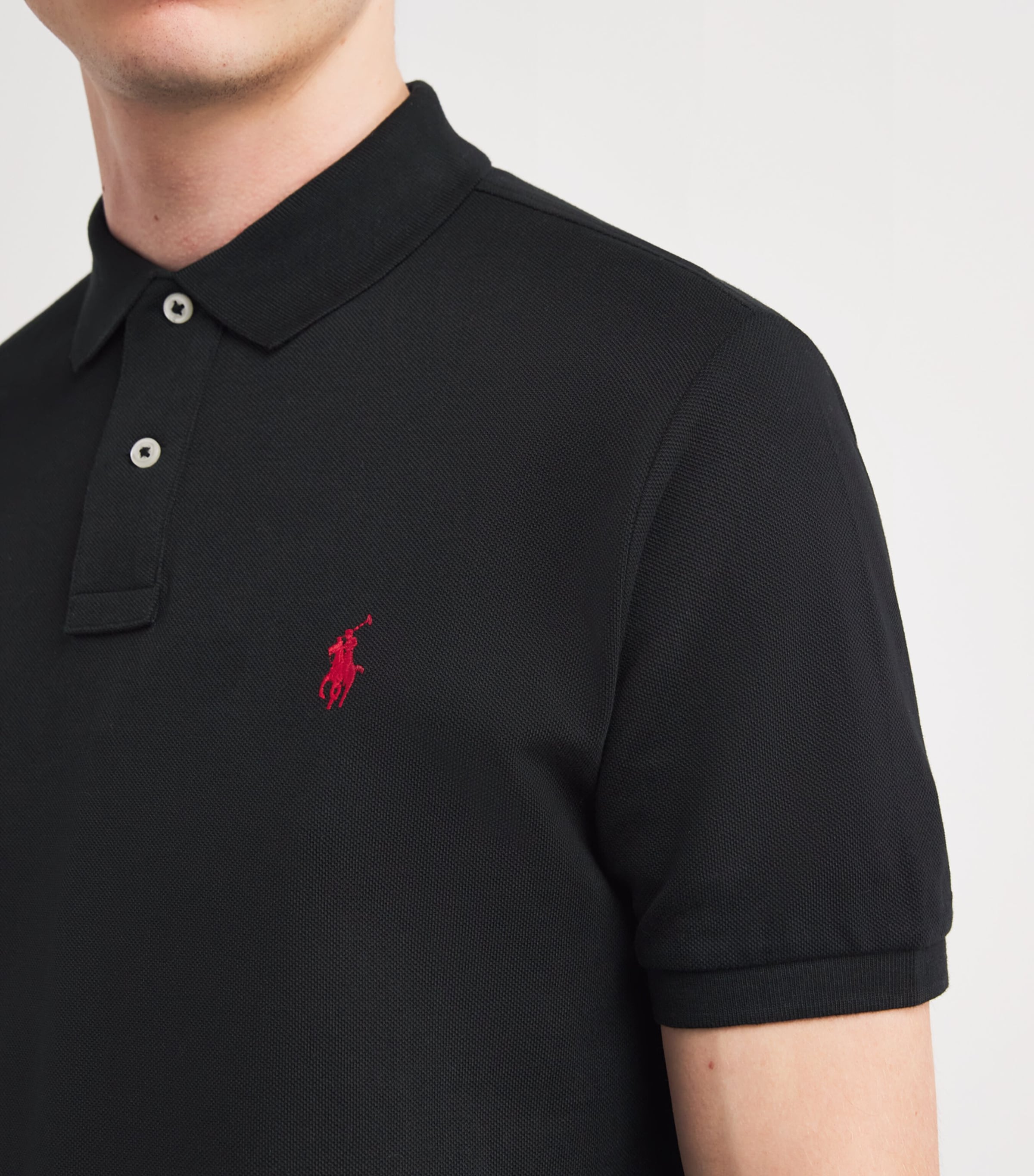 Polo Ralph Lauren Black Cotton Mesh Custom-Fit Polo Shirt | Harrods US