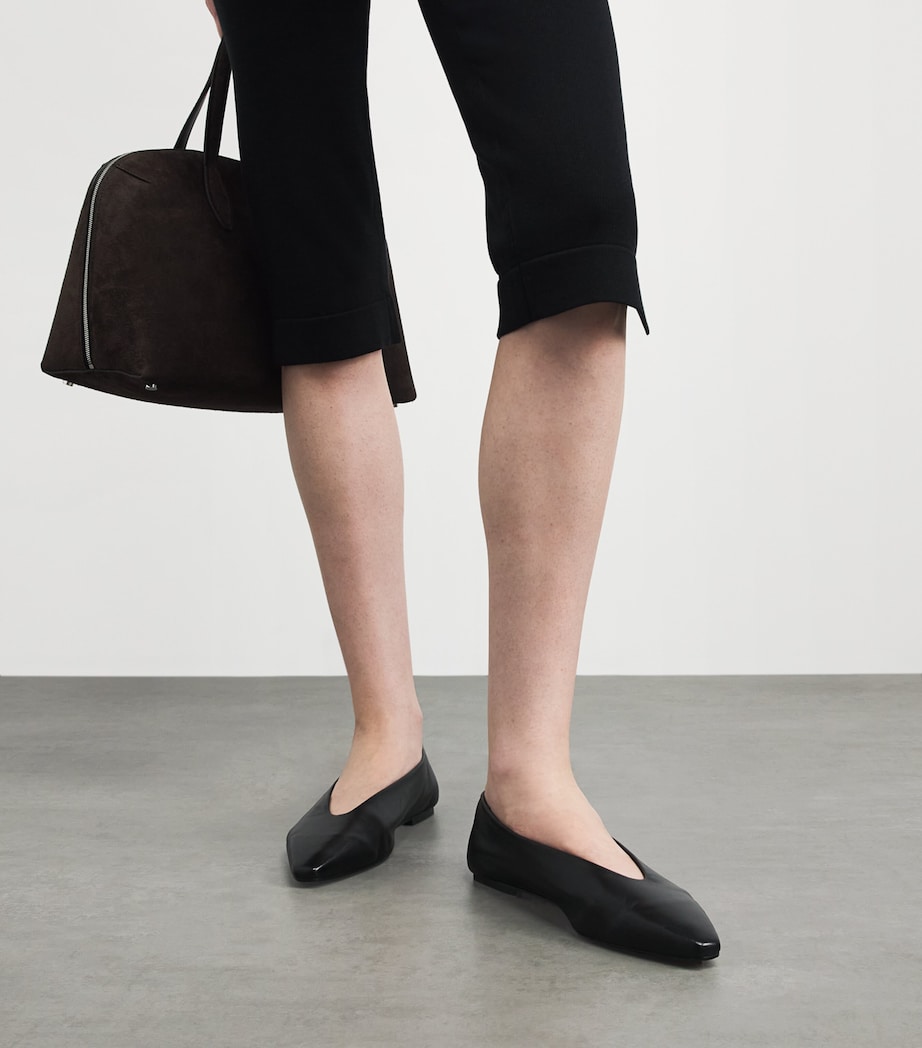 aeyde Womens Leather Betty Ballet Flats Black Image 2