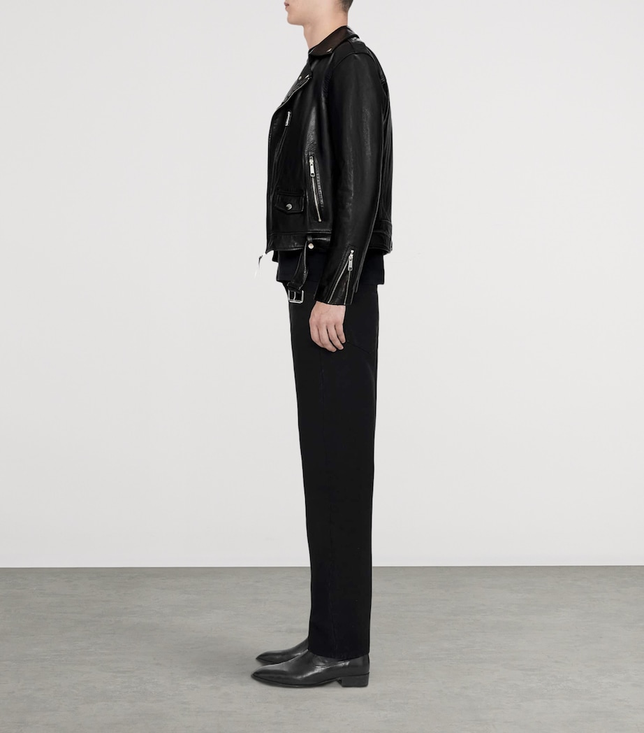 AllSaints Mens Neo Leather Biker Jacket Black Image 8