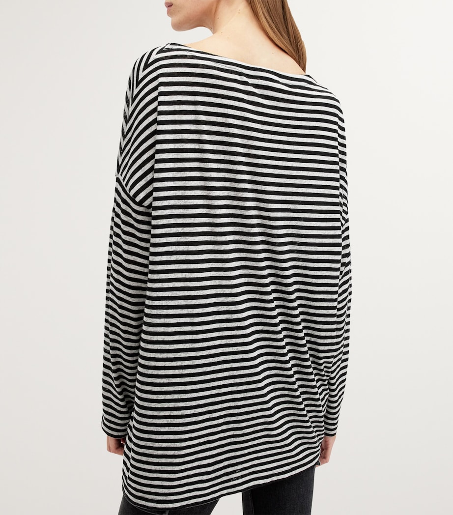 AllSaints Womens Striped Rita T-Shirt Chalk/ink Image 5