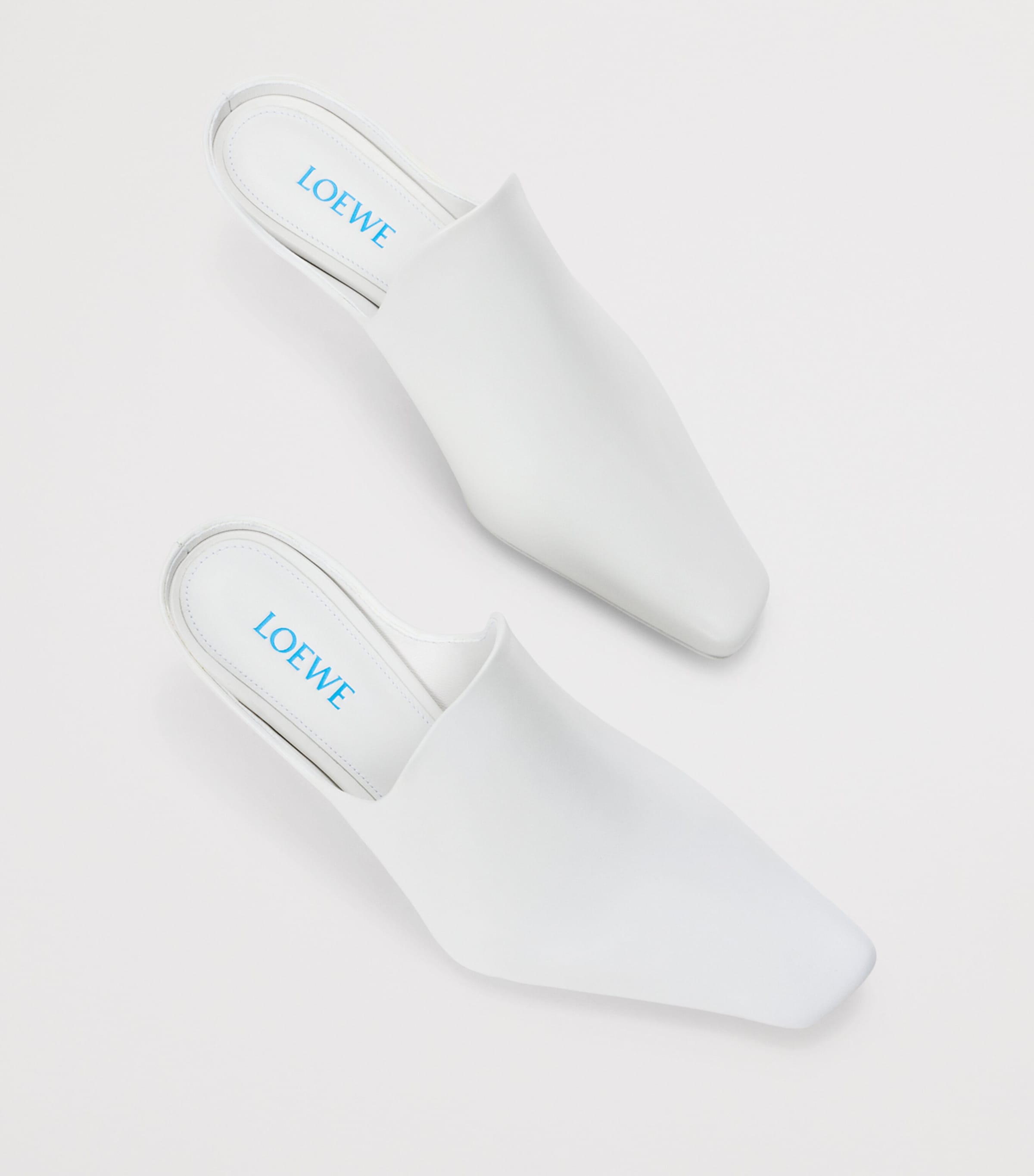 LOEWE Lambskin Emily Heeled Mules 45 Optic White Image 4