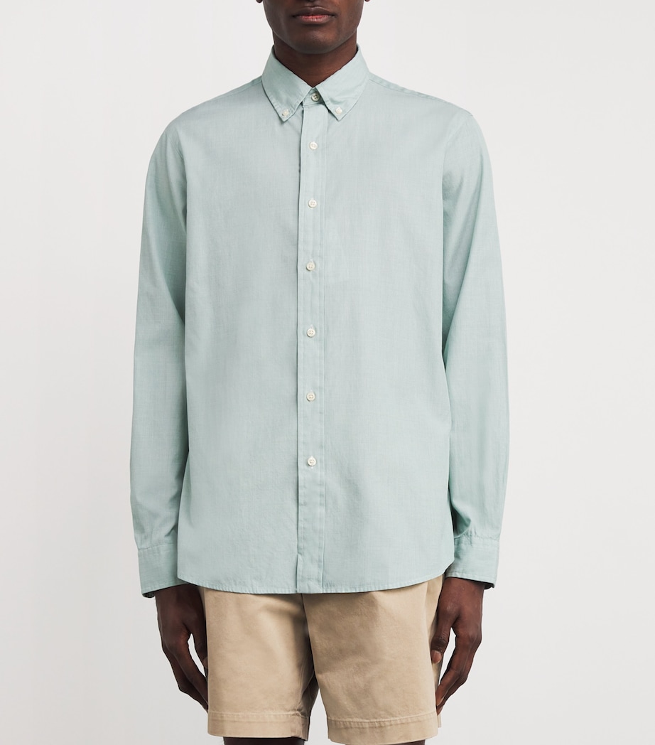 Cotton End-on-End Shirt GREEN Image 3