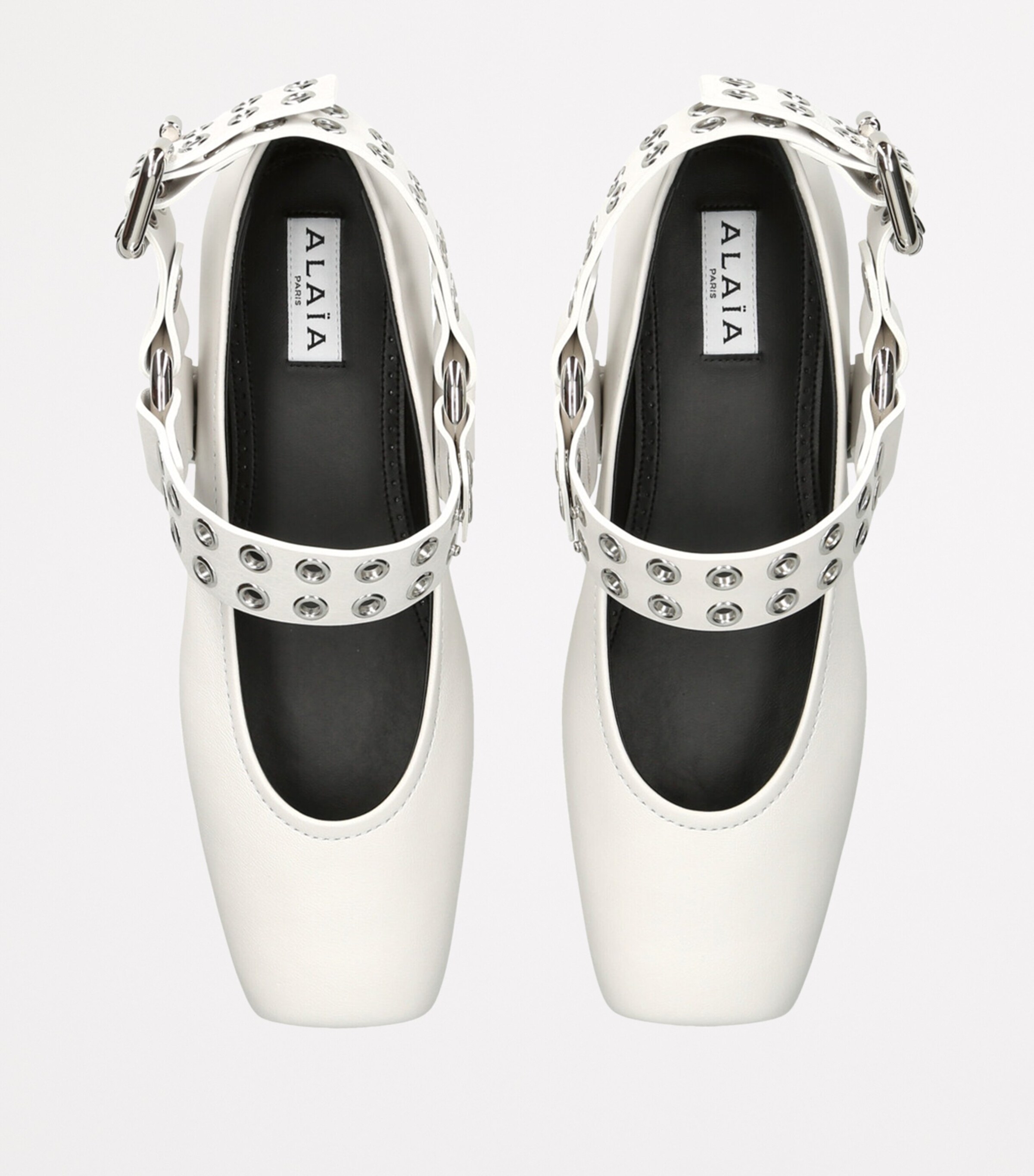 【ALAIA直営店】BALLERINES BIKER EN CUIR ALAIA Biker Suede Ballerina Flats | Neiman Marcus