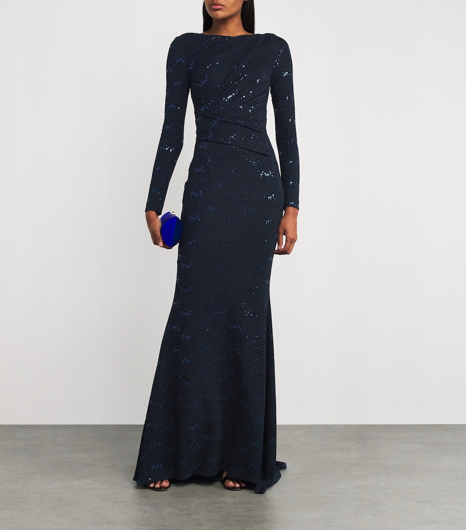 Embellished Asymmetric Gown ROYAL NAVY Image 2