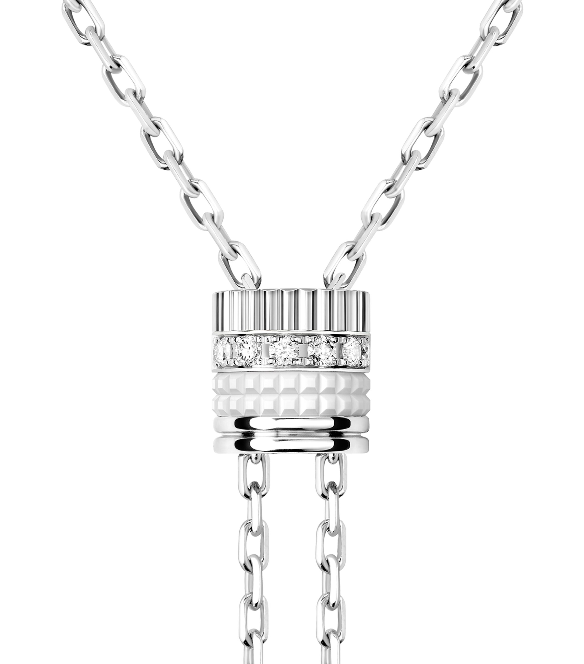 White Gold and Diamond Quatre Double White Edition Tie Necklace WHITE GOLD Image 4