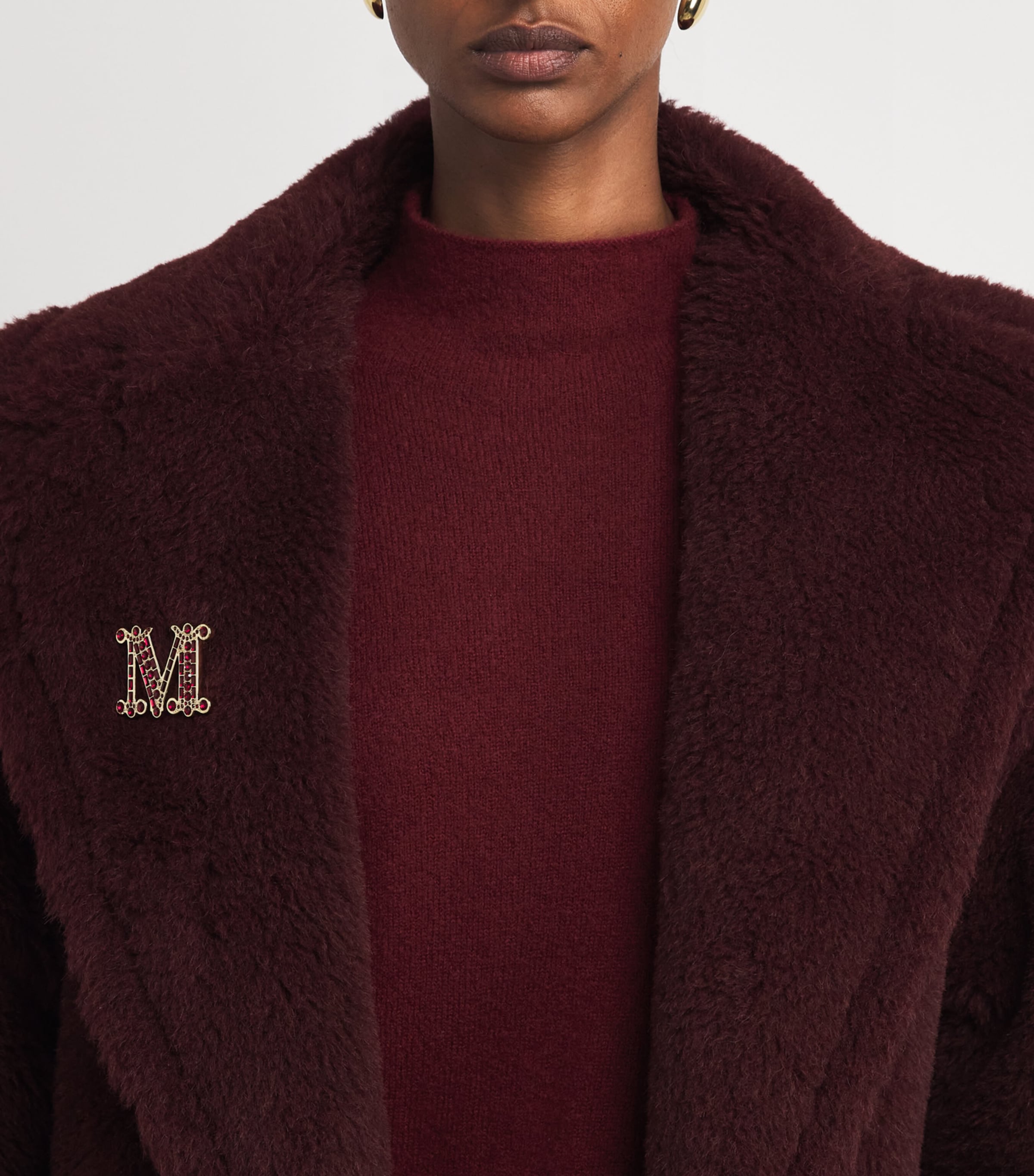 Embellished Monogram Brooch RED Image 4