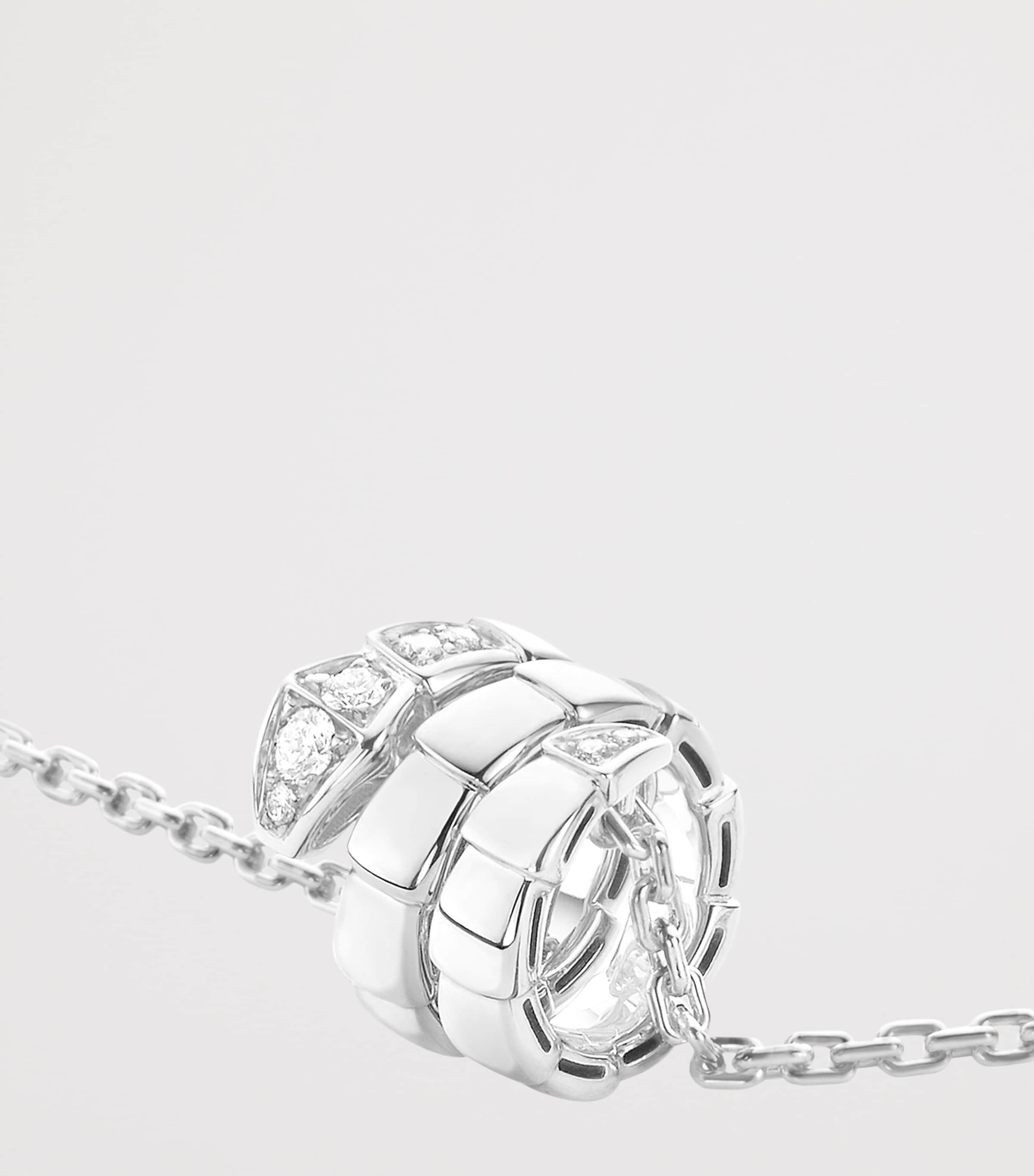 White Gold and Diamond Serpenti Viper Pendant Necklace WHITE GOLD Image 4