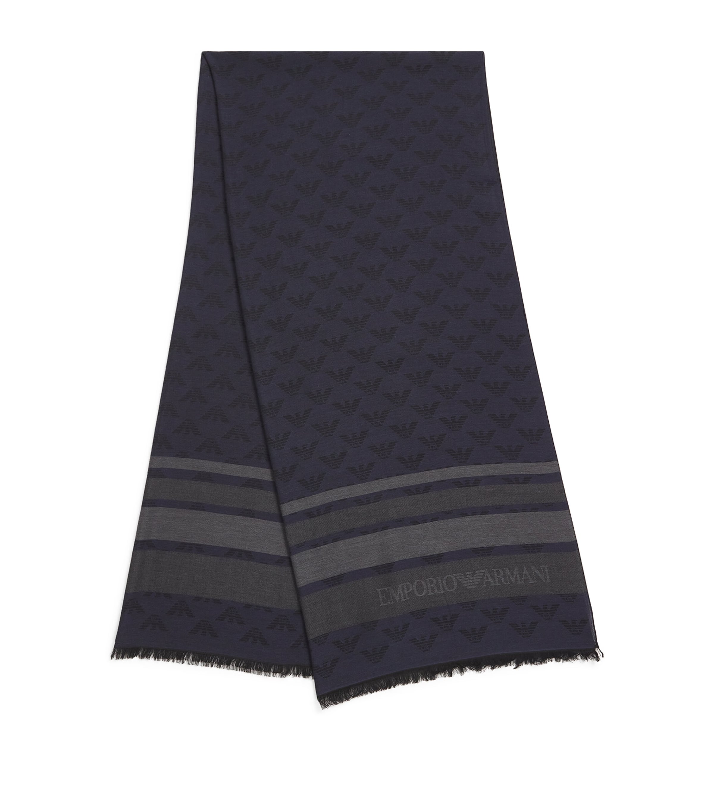 Emporio Armani Jacquard Scarf In Blue