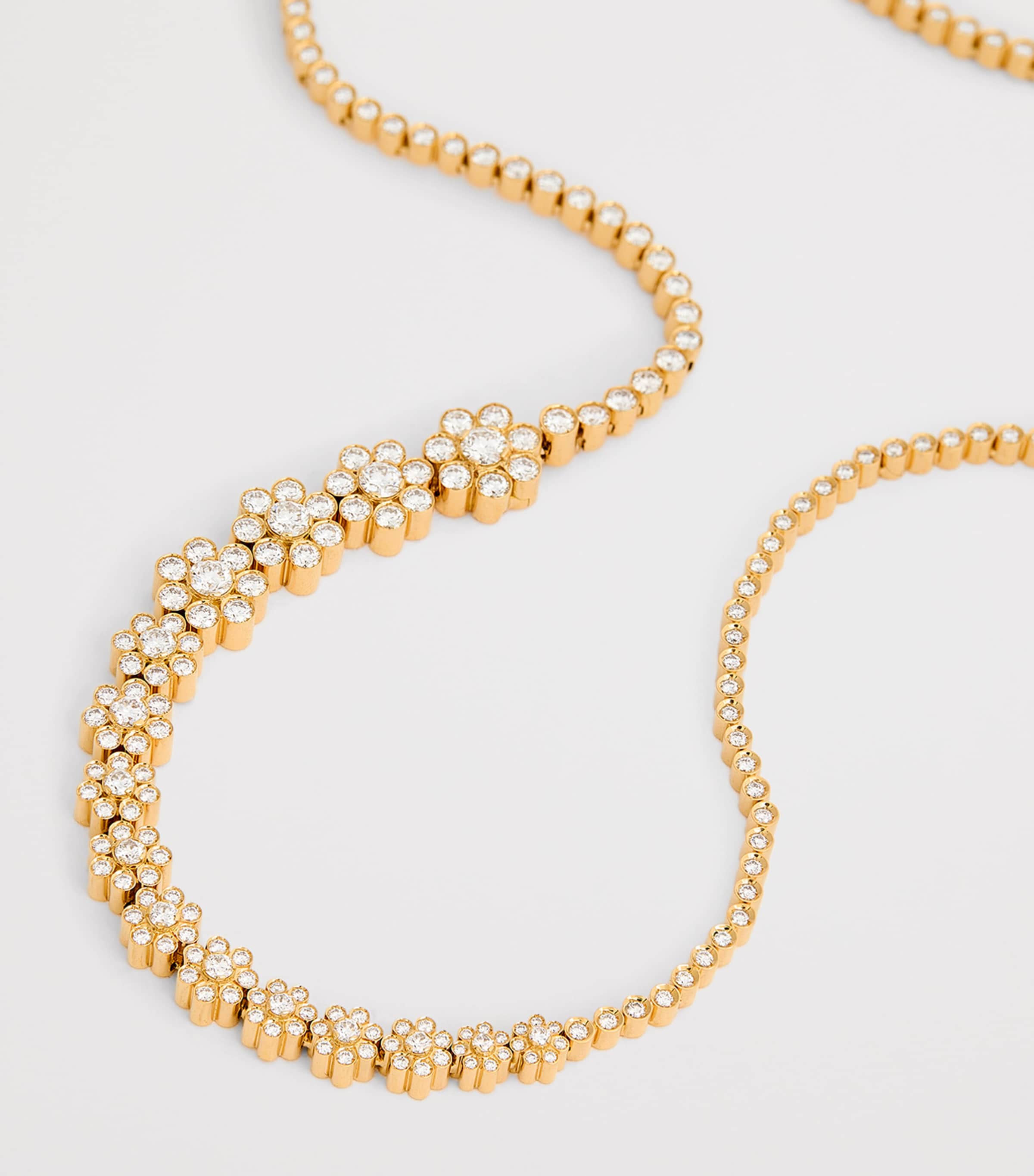 Yellow Gold and Diamond Fleur de Tennis Necklace YELLOW GOLD Image 3