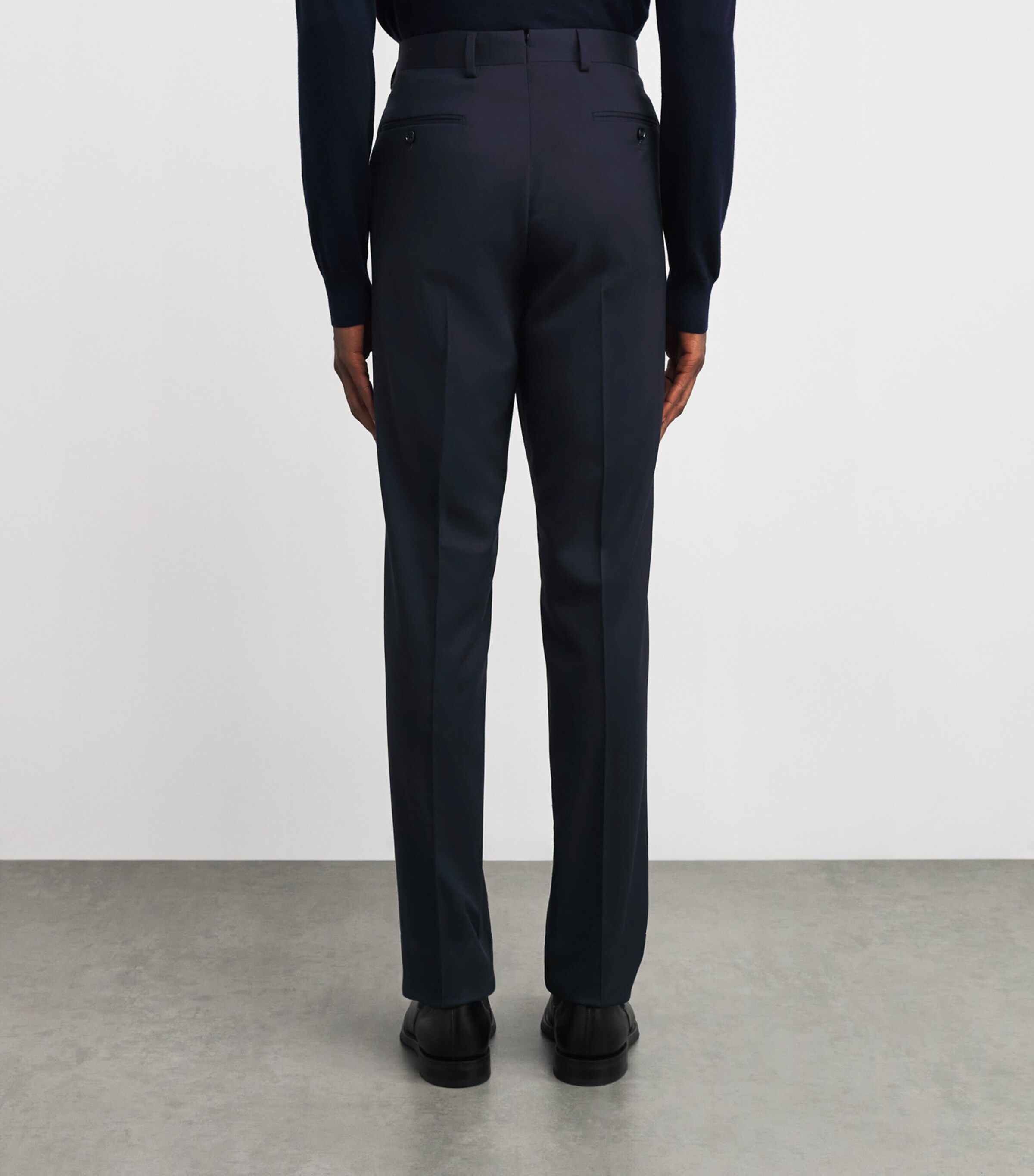 Ralph Lauren Purple Label Mens Wool Gabardine Trousers Navy Image 7