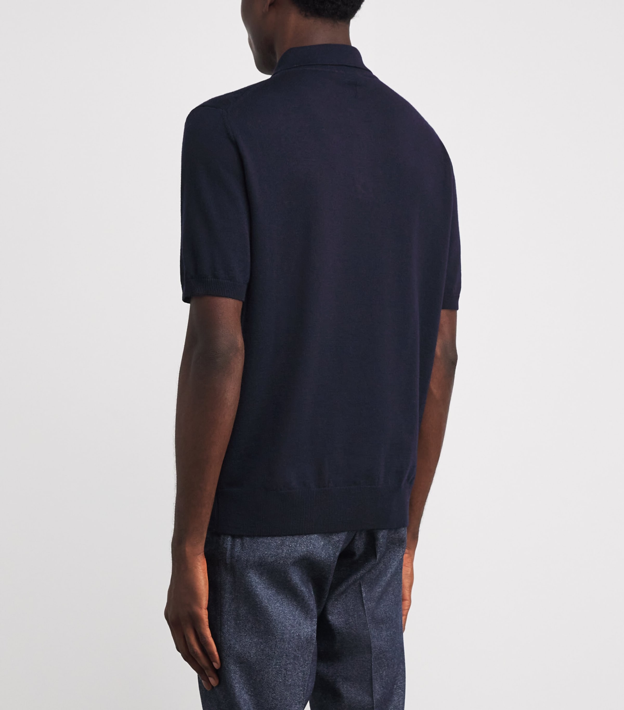 Canali Mens Merino Wool Jacquard Polo Shirt Image 4