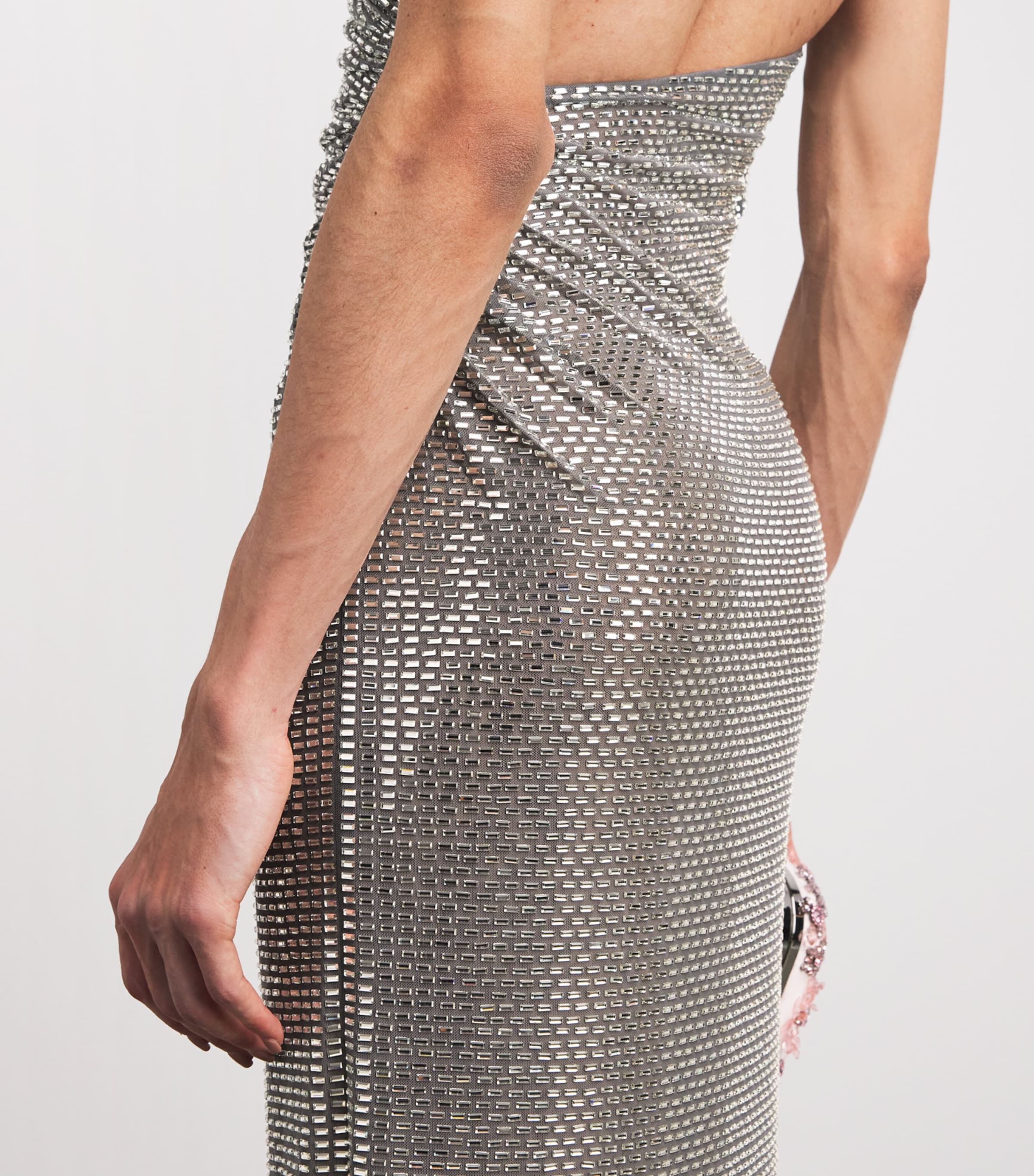 Self-Portrait Grey Rhinestone Draped Maxi Dress | Harrods US