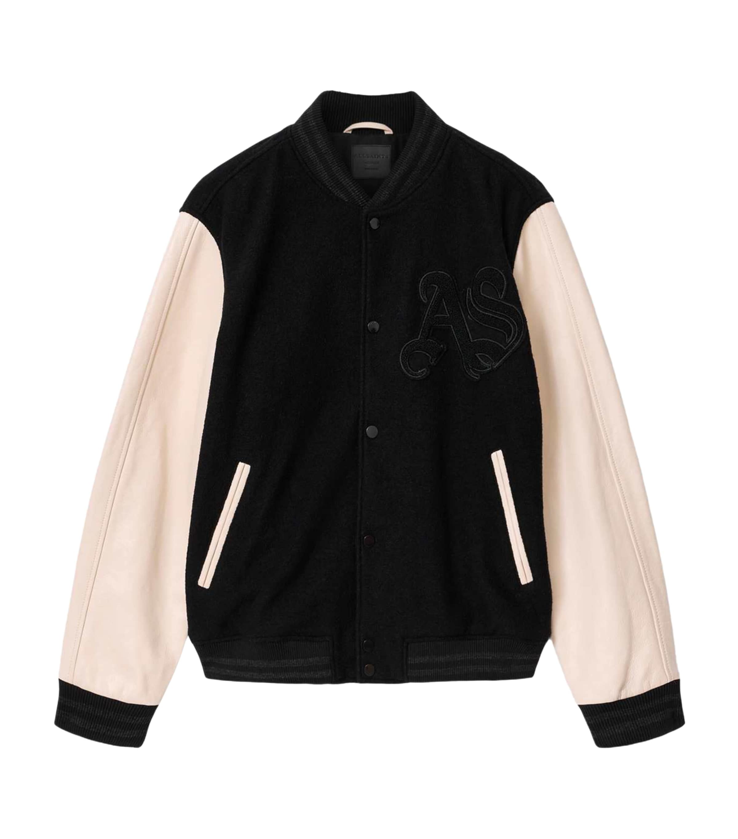 AllSaints Mens Holloway Bomber Jacket Black/white Image 1