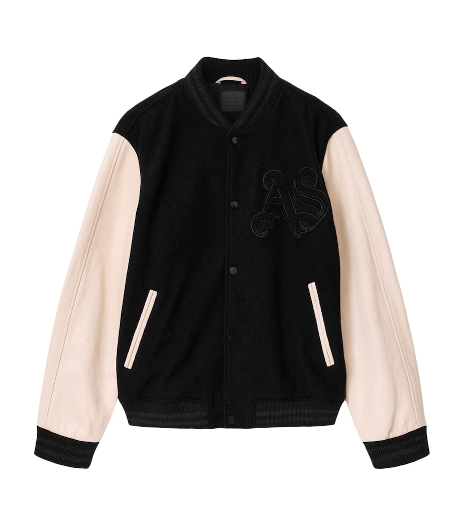 AllSaints Mens Holloway Bomber Jacket Black/white Image 1