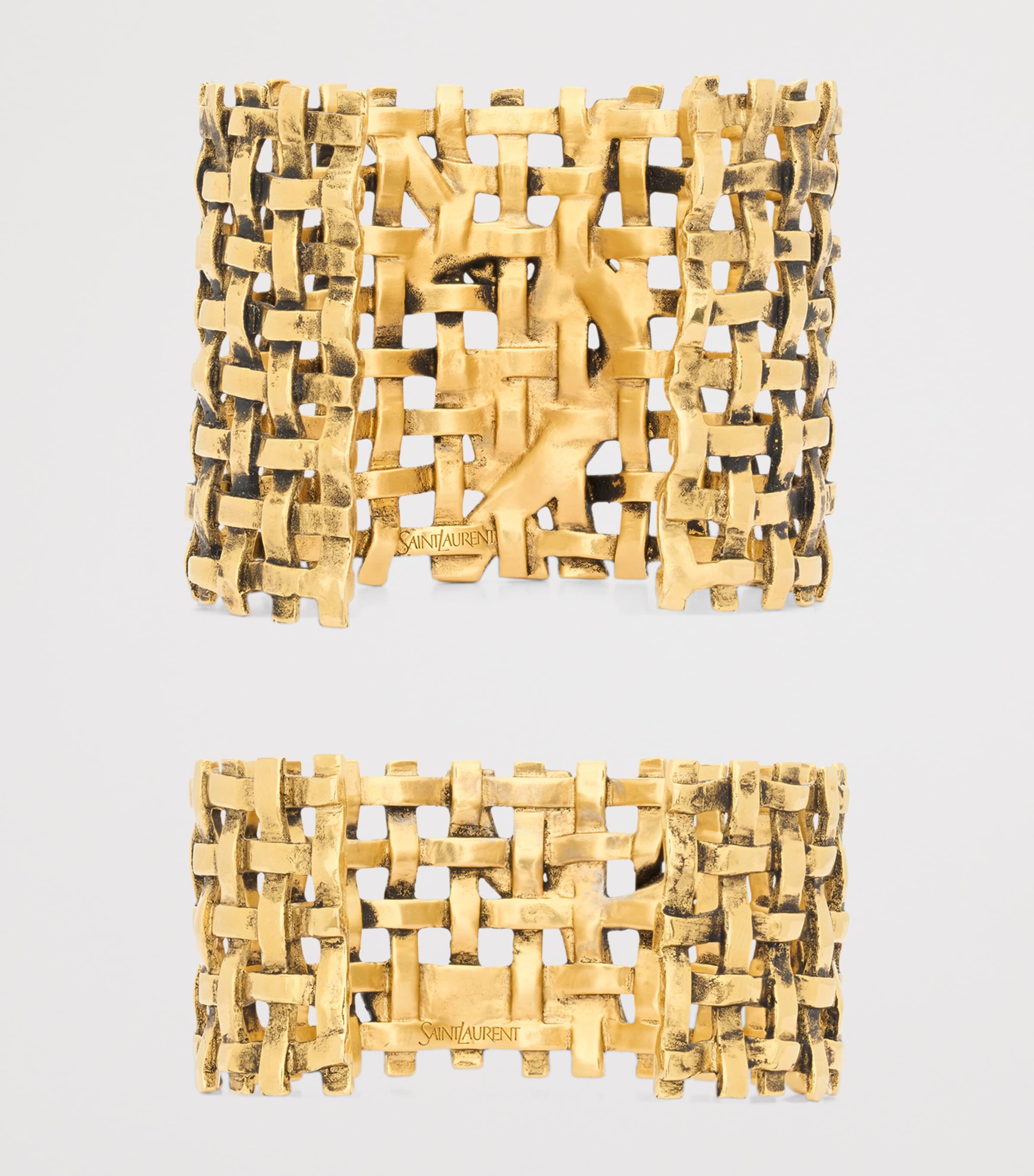 Saint Laurent Hammered Cassandre Cuff Bracelets (Set of 2) Image 2