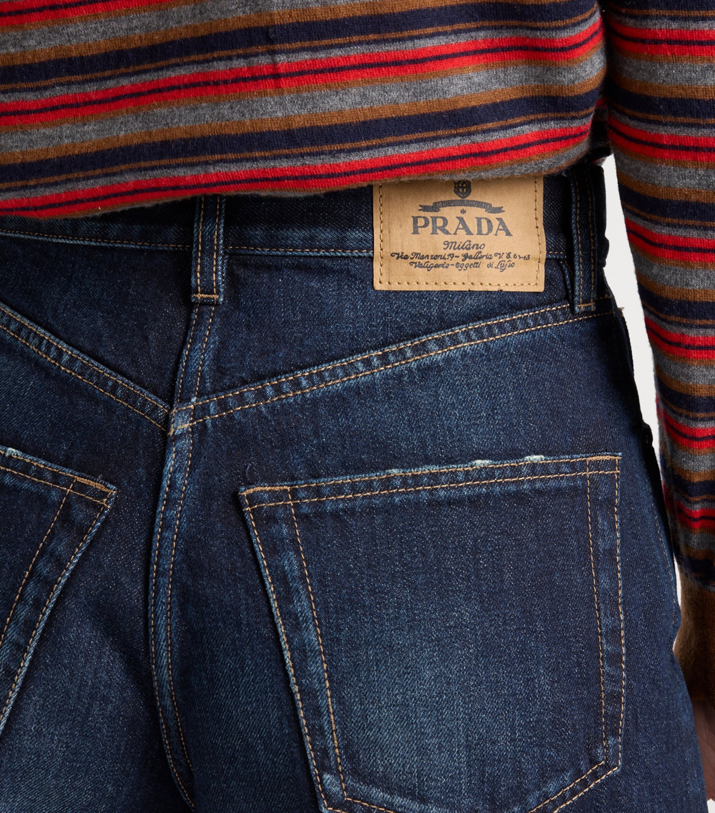 Prada Womens Denim Mid-Rise Shorts Blue Image 4
