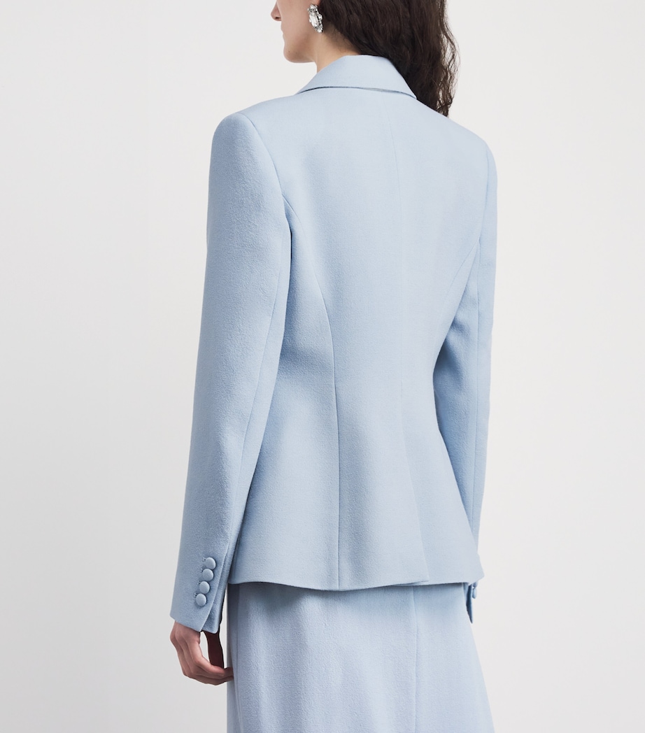 Erdem Womens Wool Crepe Crystal-Embellished Blazer Porcelain Blue Image 5