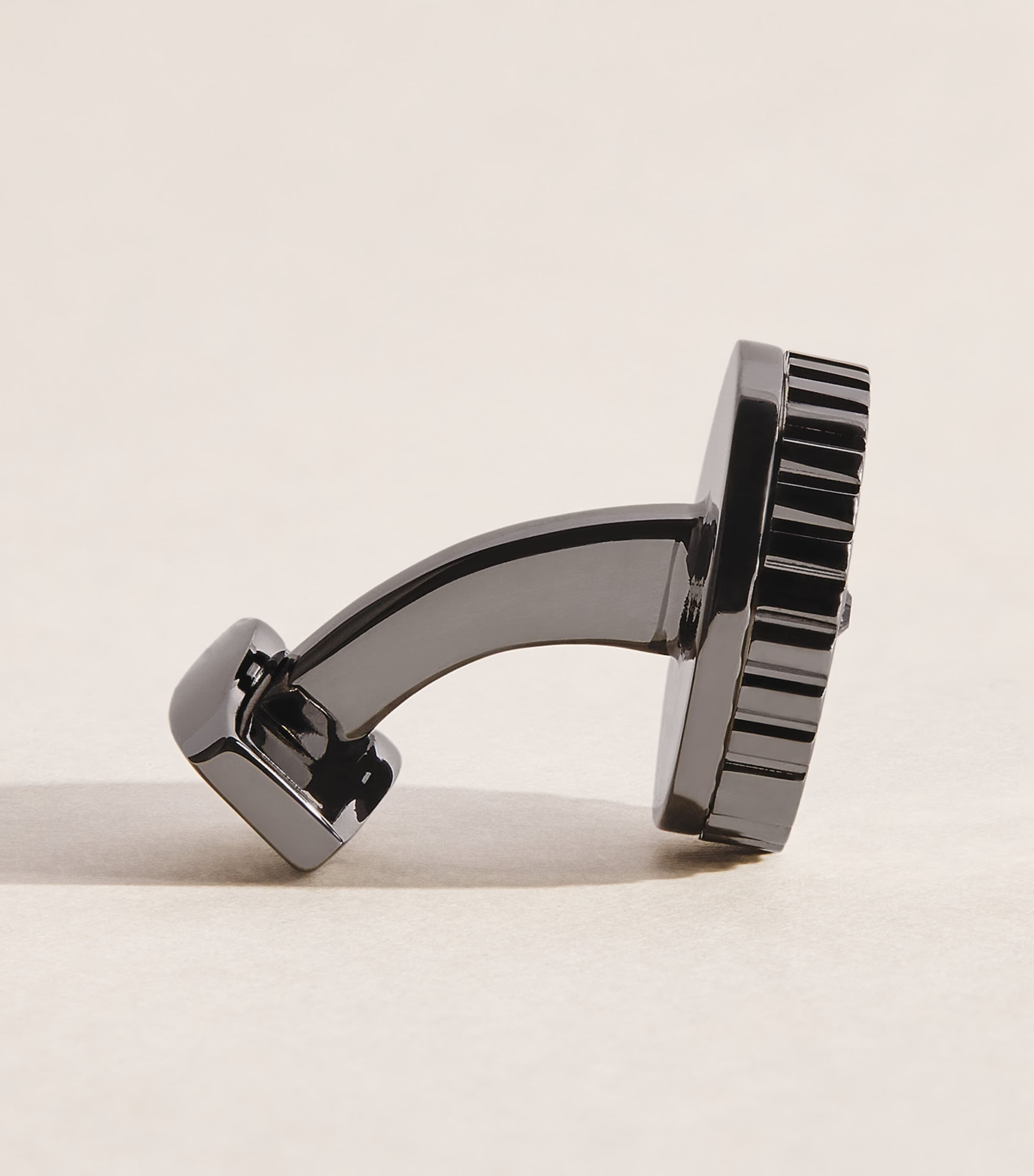 Tateossian Gunmetal and Palladium Trinity Cufflinks Navy Image 4