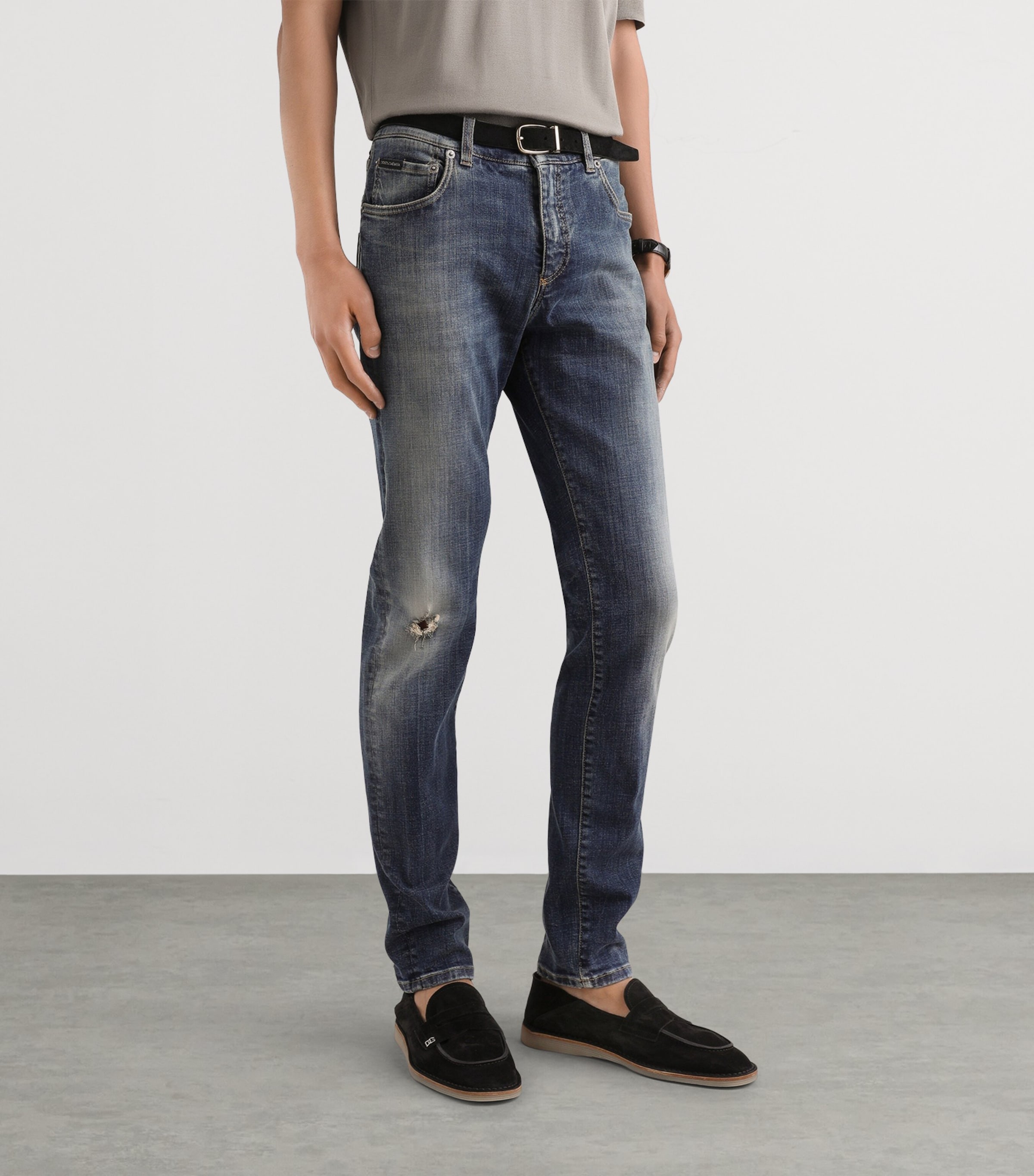 Dolce&Gabbana Mens Slim Distressed Jeans Combined Colour Image 4