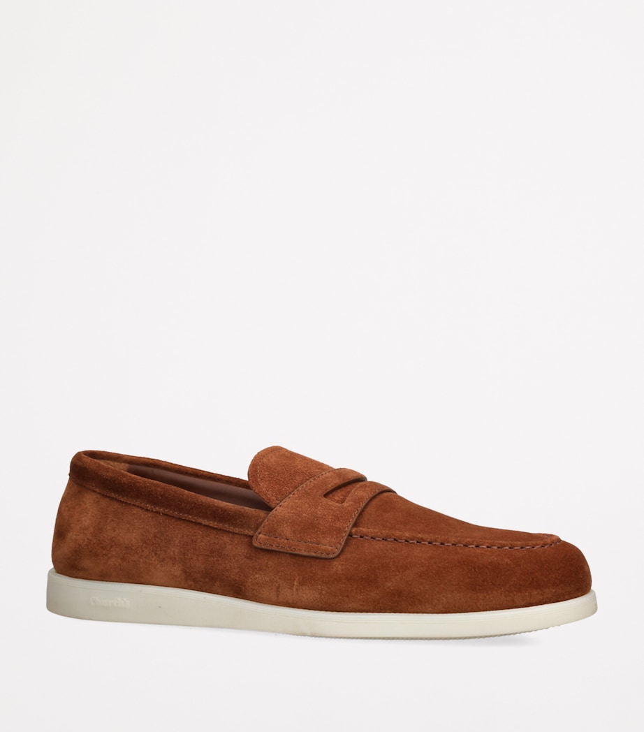 Suede Saddle Penny Loafers MID BROWN Image 3