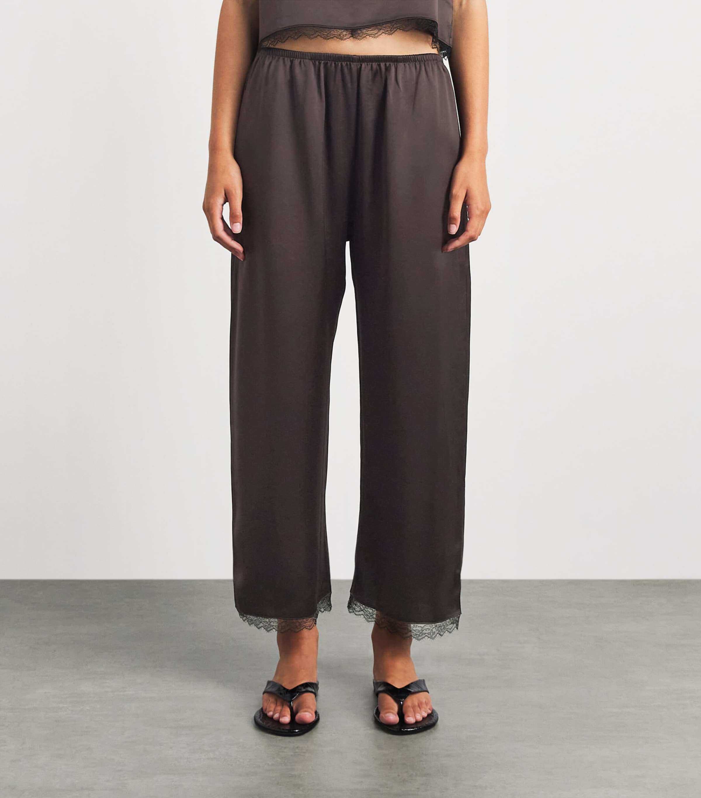 LESET Lace-Trim Barb Trousers Chocolate Image 4