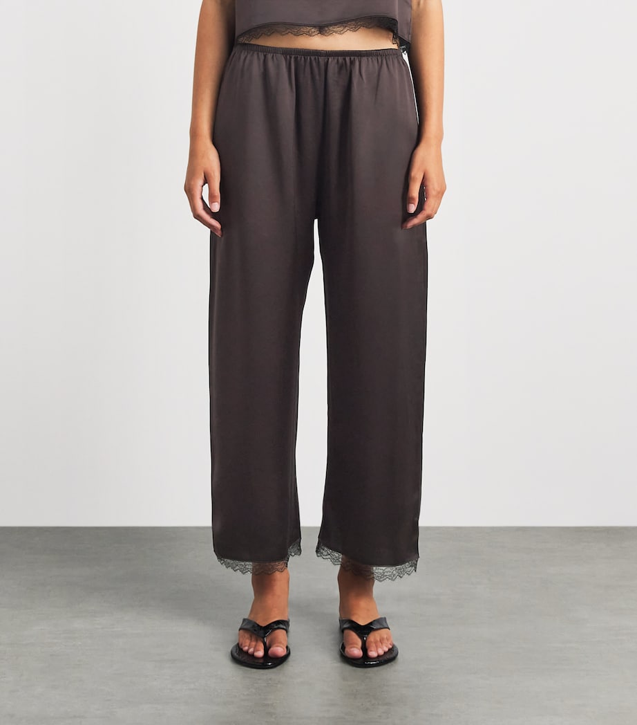 LESET Lace-Trim Barb Trousers Chocolate Image 4