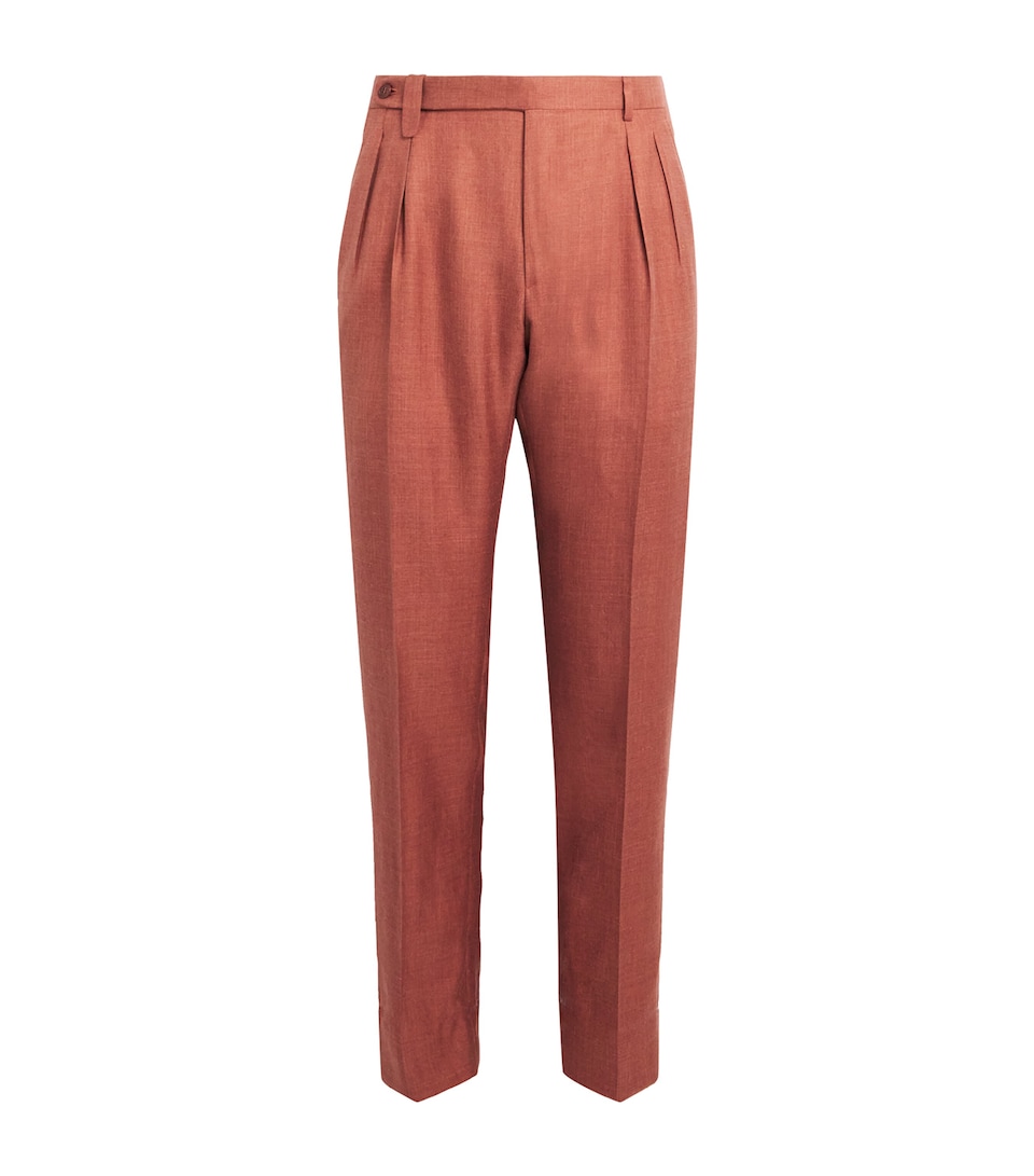 Brioni Silk-Cashmere Slim Tailored Trousers