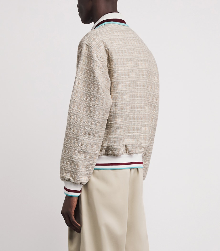 Drôle De Monsieur Mens Cotton-Blend Tweed Track Jacket Dark Sand Image 5