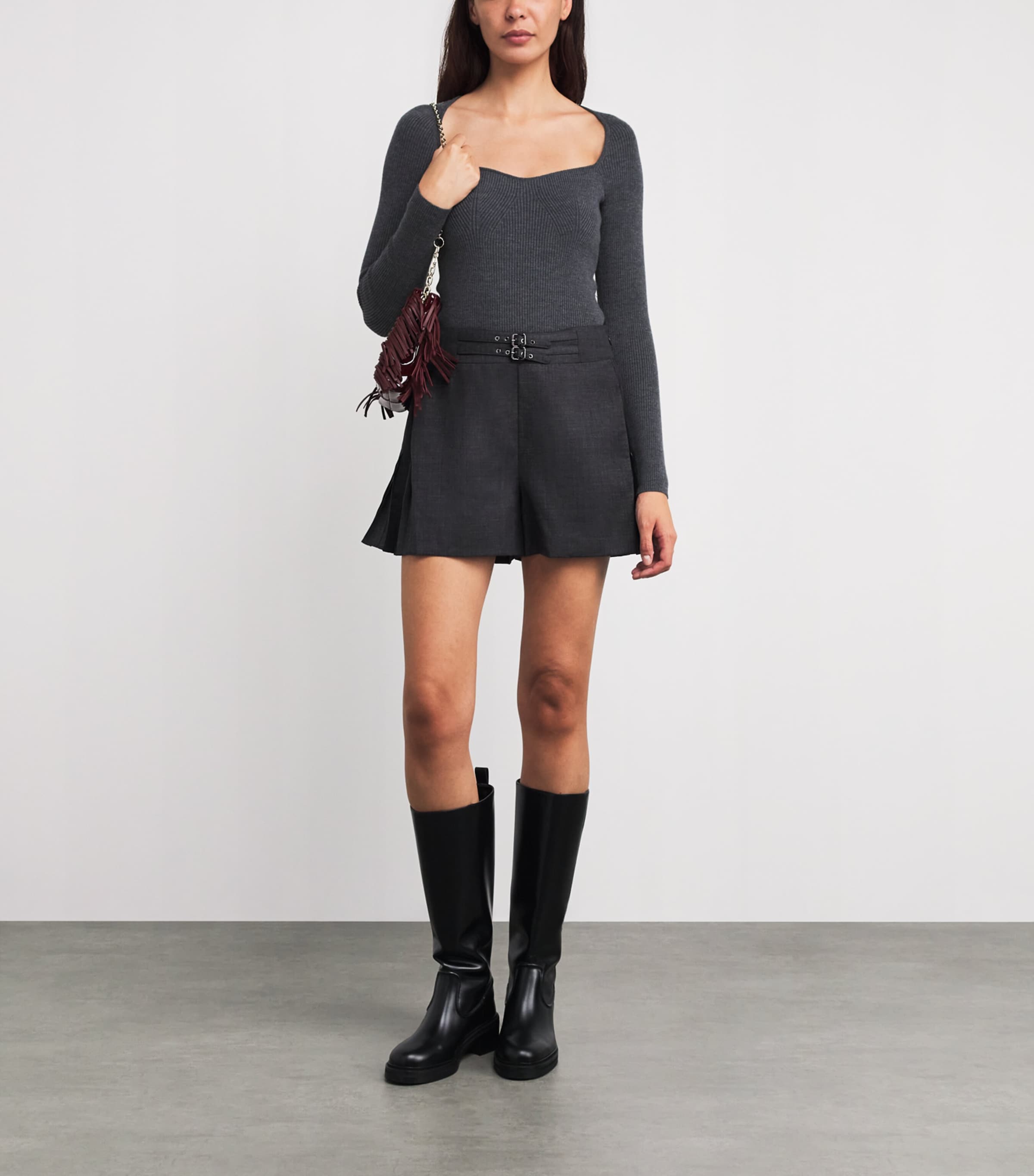 Wool-Blend Ribbed Top GREY Image 2