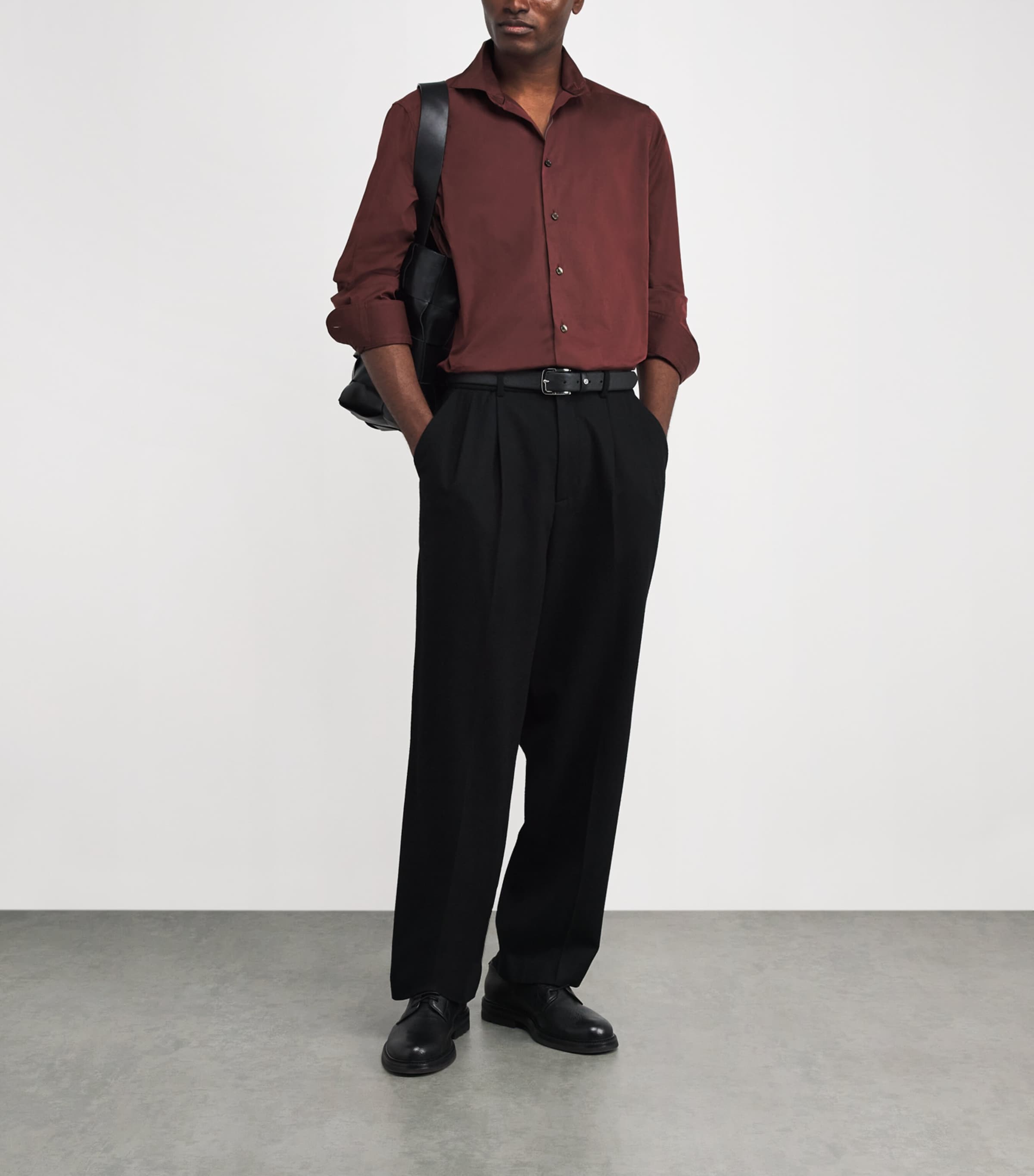 Cotton-Silk Long-Sleeve Shirt 58 DARK RED Image 2