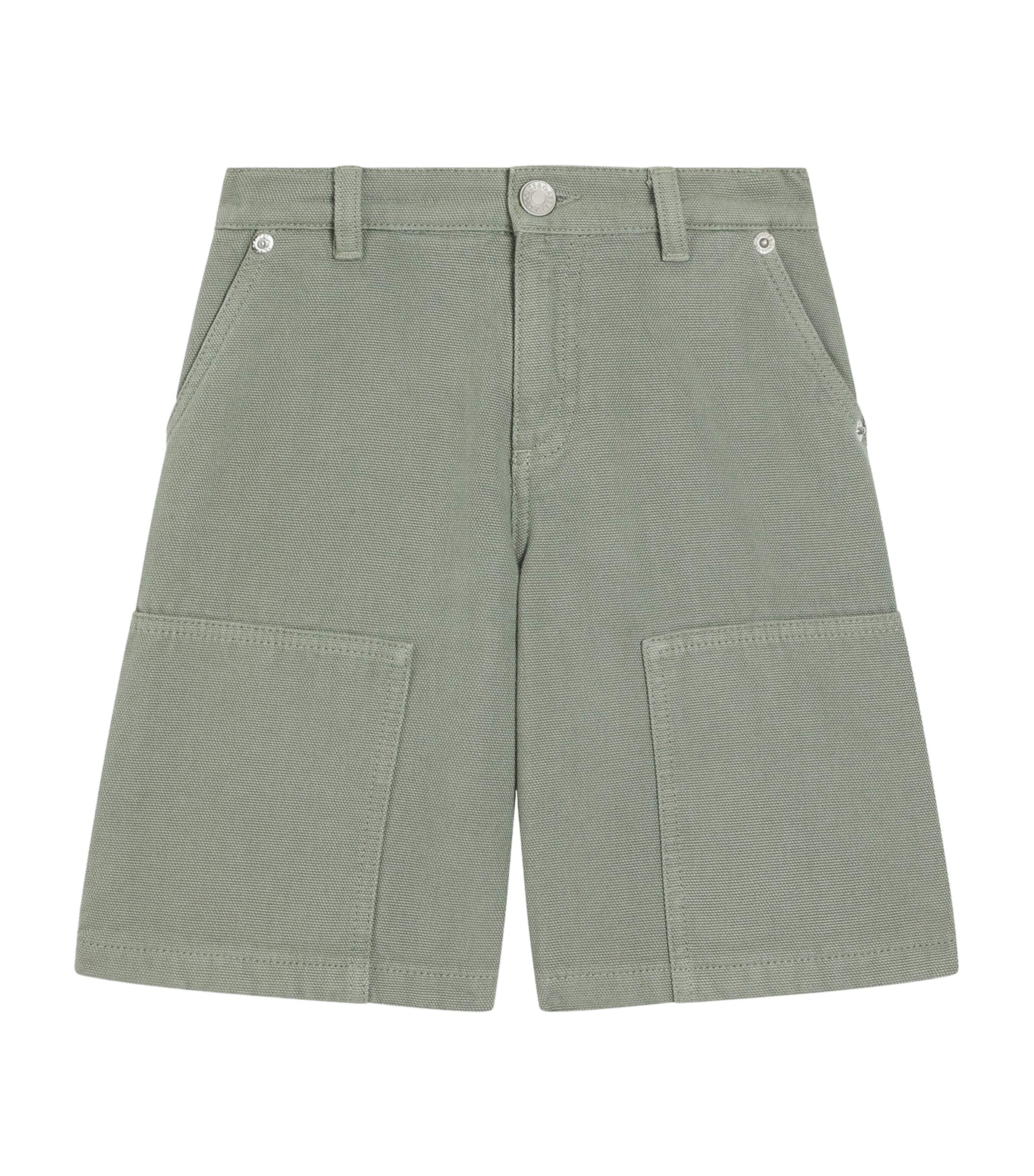 Dolce&Gabbana Kids Cotton Carpenter Shorts (8-12+ Years) Grey Green Image 1