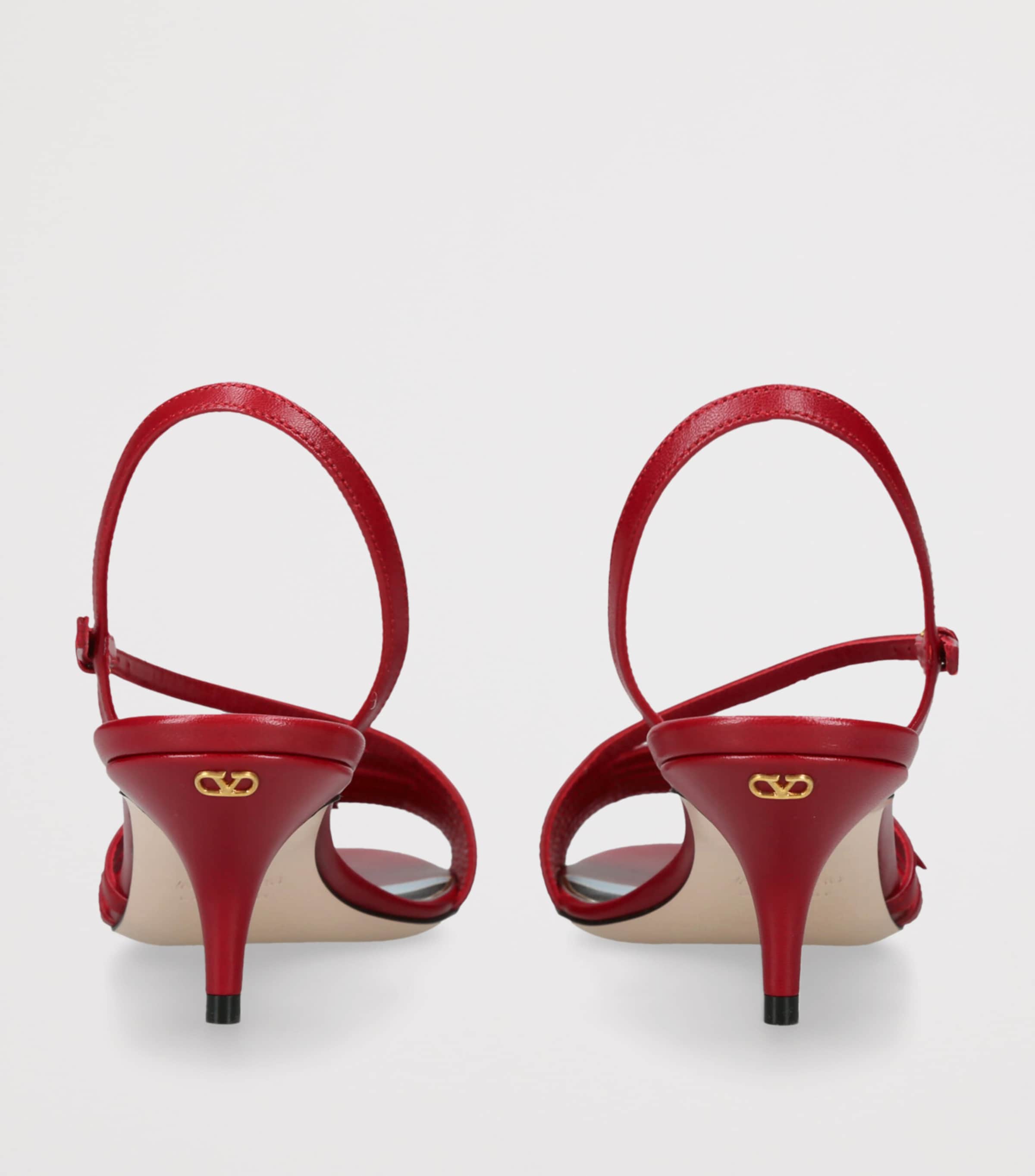 Valentino Garavani Leather Nodine Heeled Sandals 55 Red Image 2