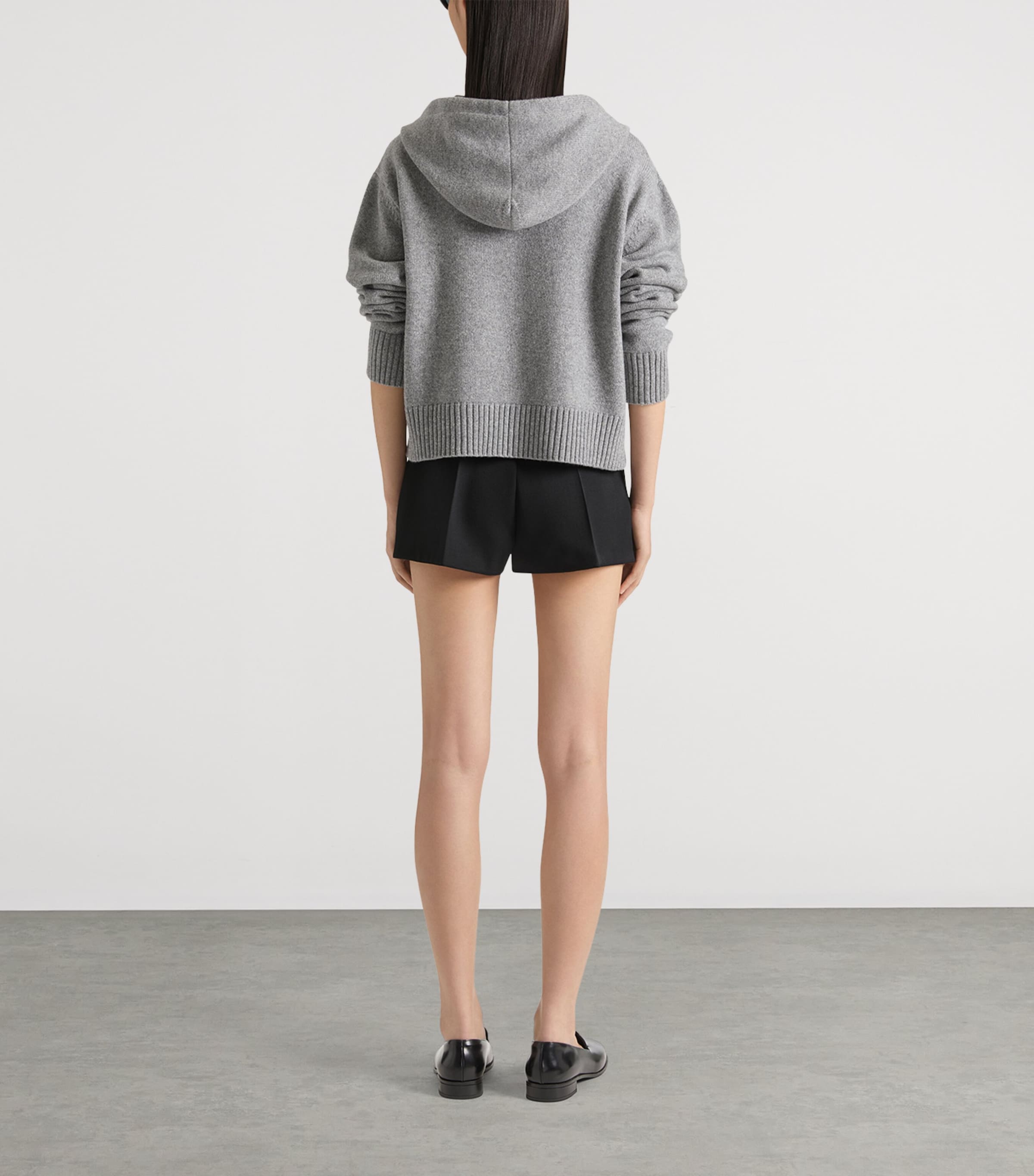 Givenchy Womens Wool-Cashmere Zip-Up Hoodie Light Grey Image 3
