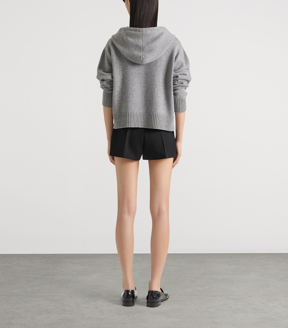 Givenchy Womens Wool-Cashmere Zip-Up Hoodie Light Grey Image 3