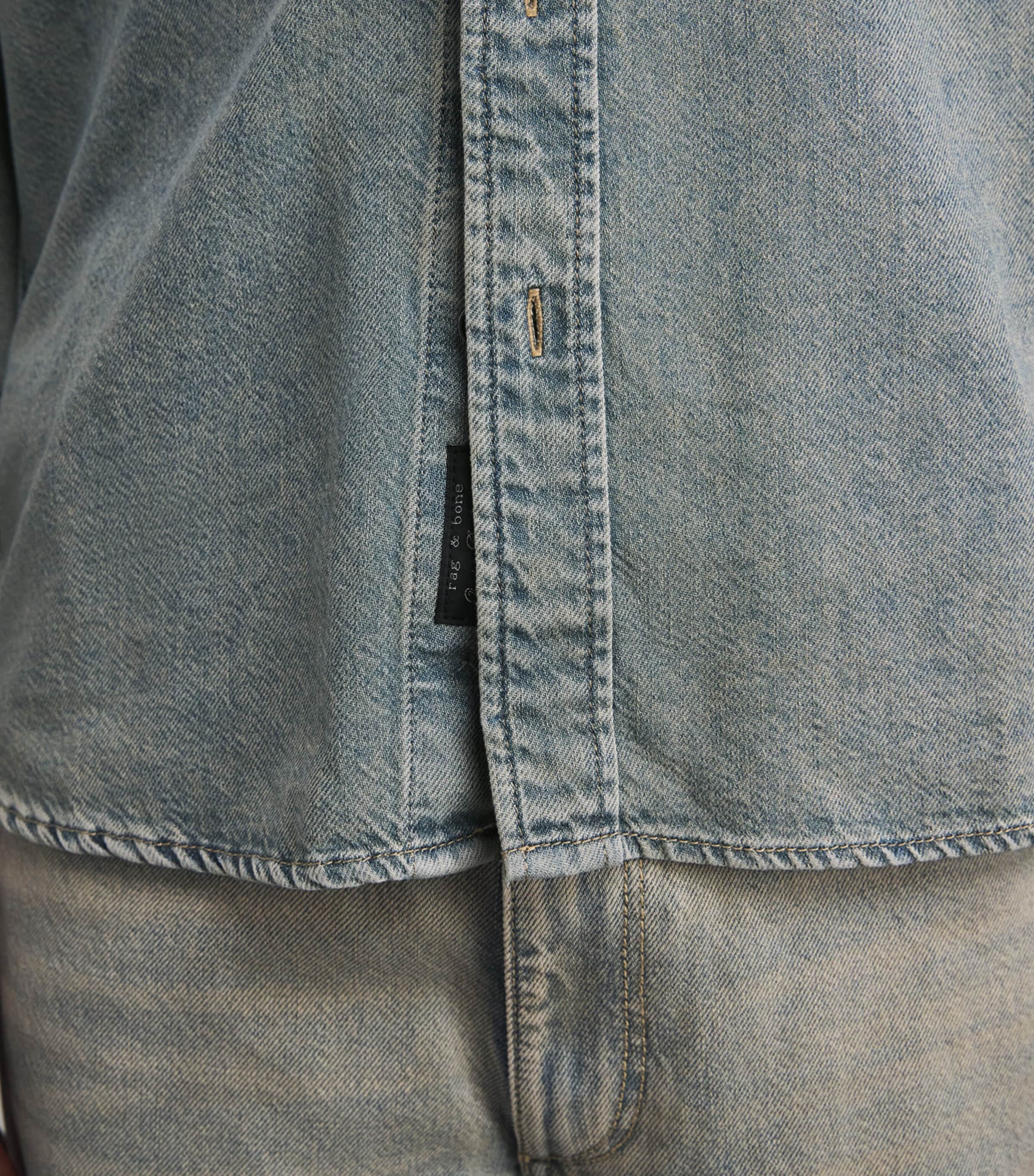 Rag & Bone Mens Denim Twin-Pocket Overshirt Mrrik Image 3