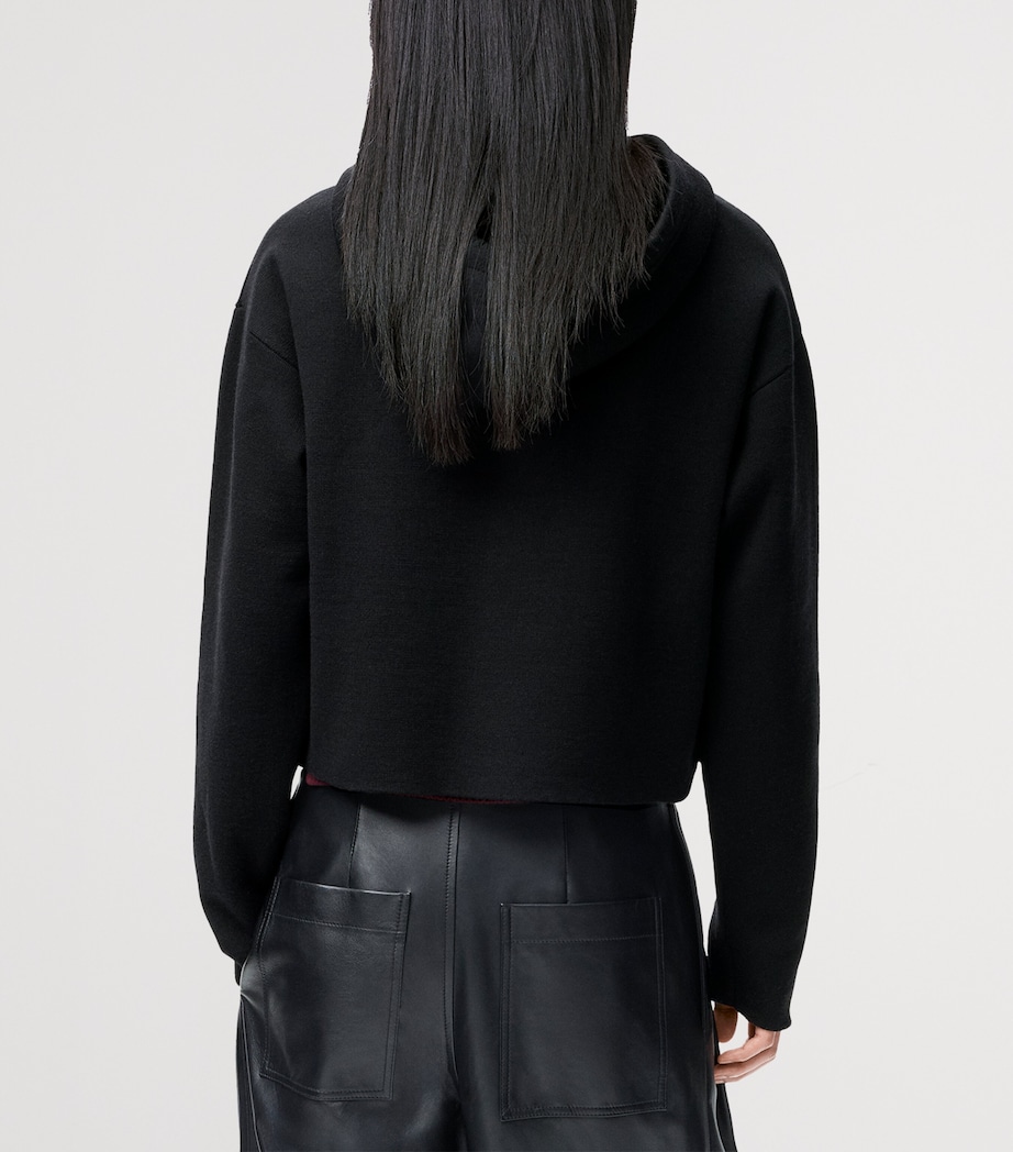 Wool Leather-Pocket Hoodie BLACK Image 4
