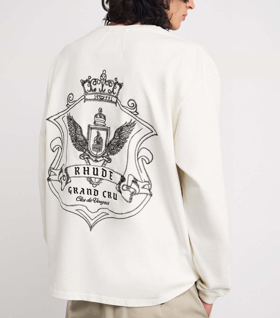 Cotton Long-Sleeve Crest T-Shirt WHITE/ BLACK 3166 Image 3