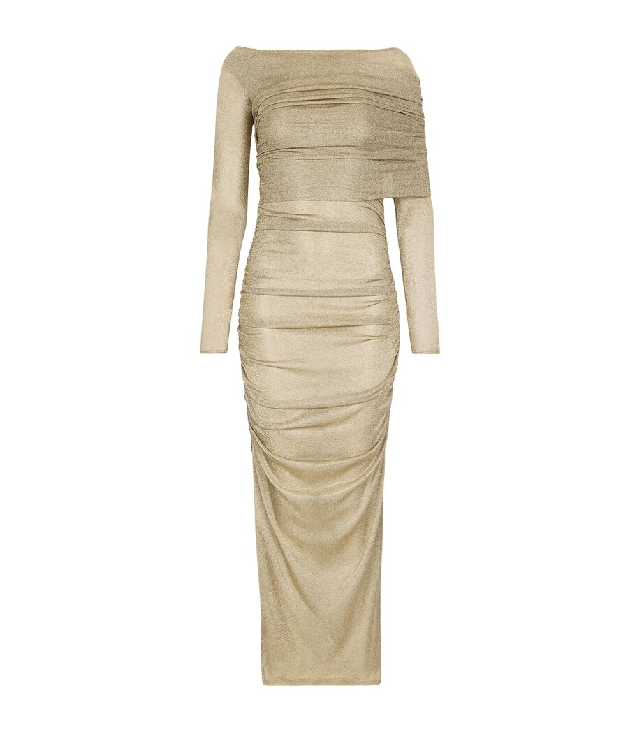 Dolce&Gabbana Womens Ruched Midi Dress Gold Image 1