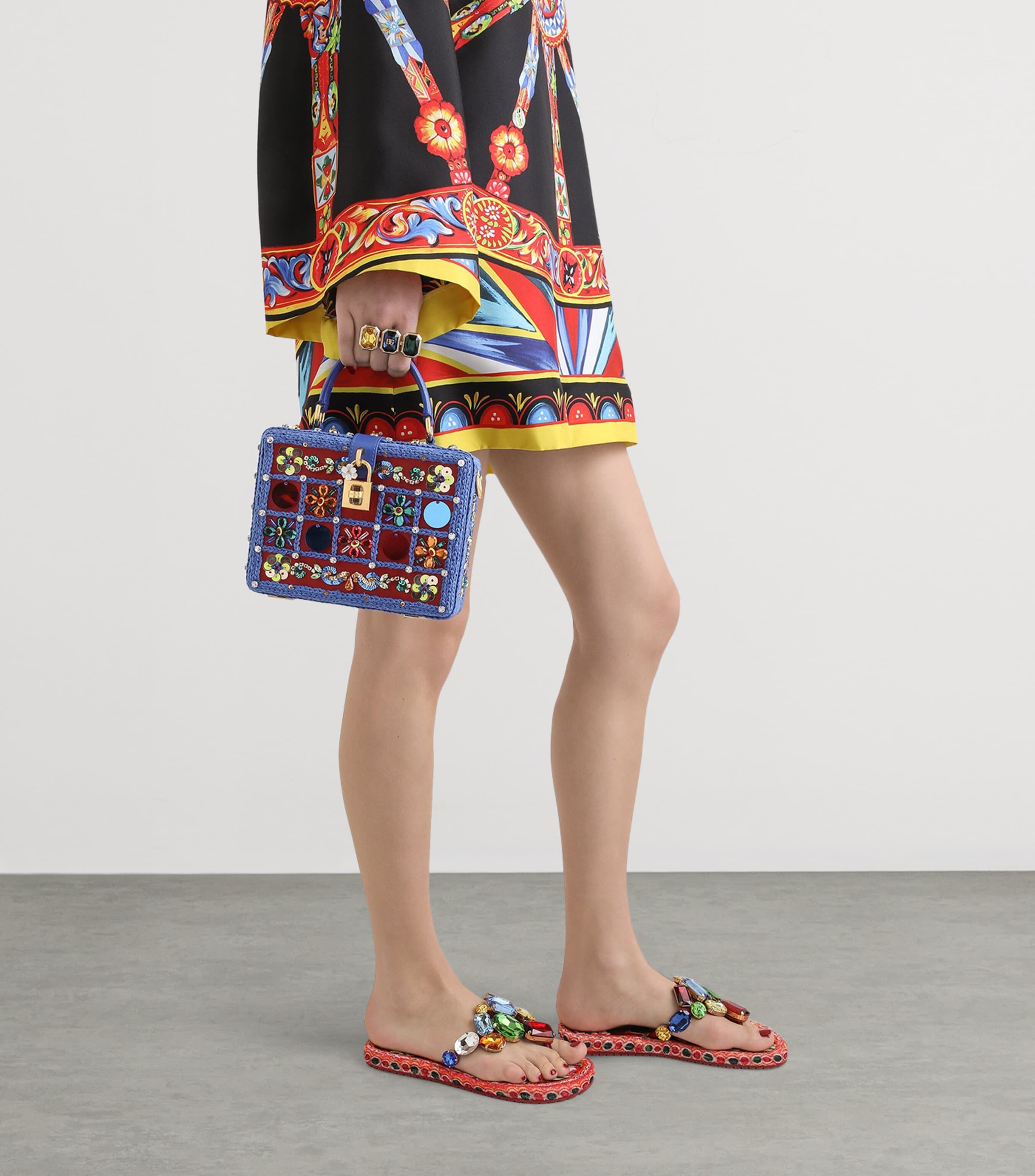 Dolce&Gabbana Calfskin Medium Vittoria Top-Handle Bag Multicolor/blu Image 2