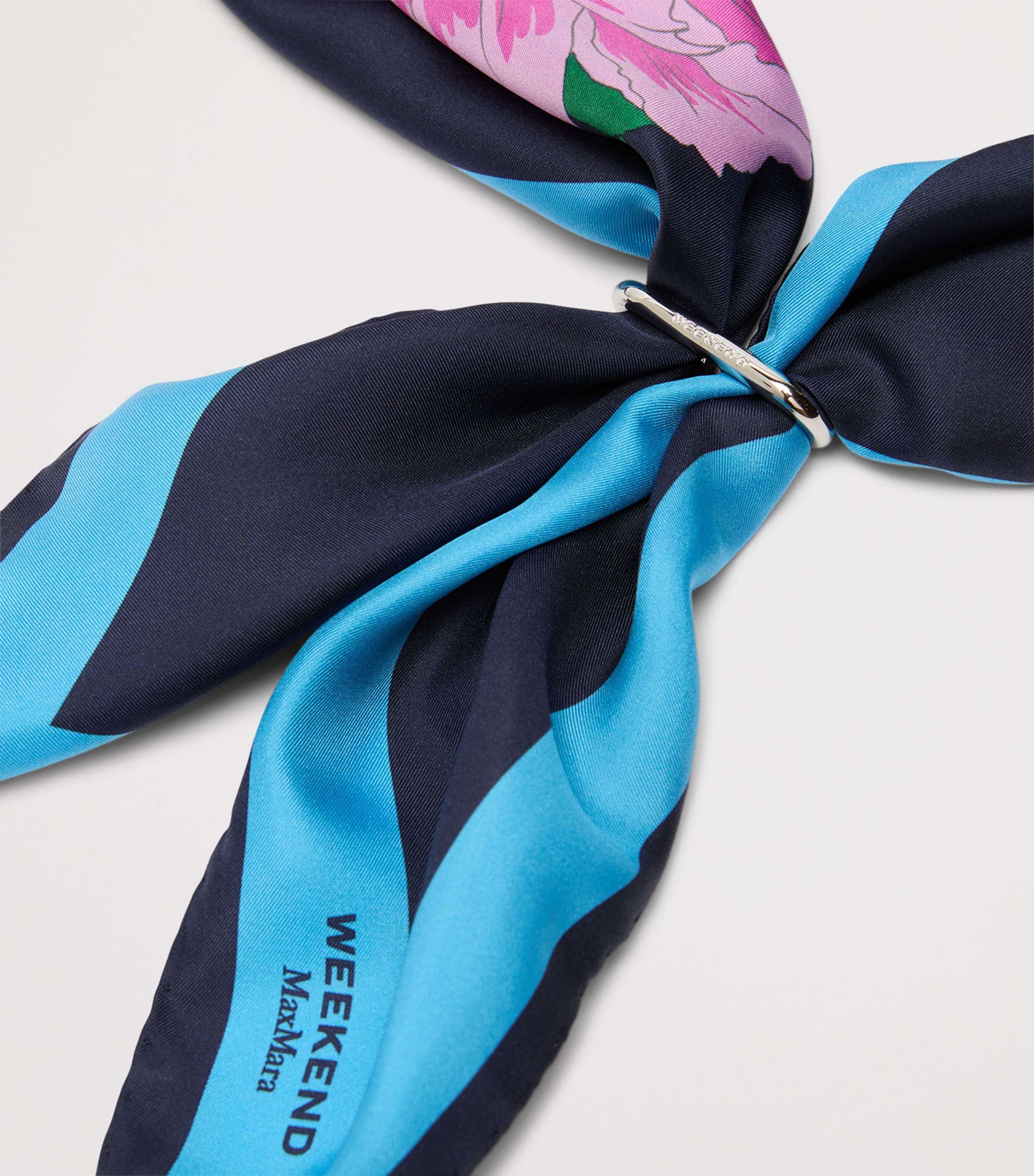 Weekend Max Mara Silk Floral Print Scarf Midnightblue Image 4
