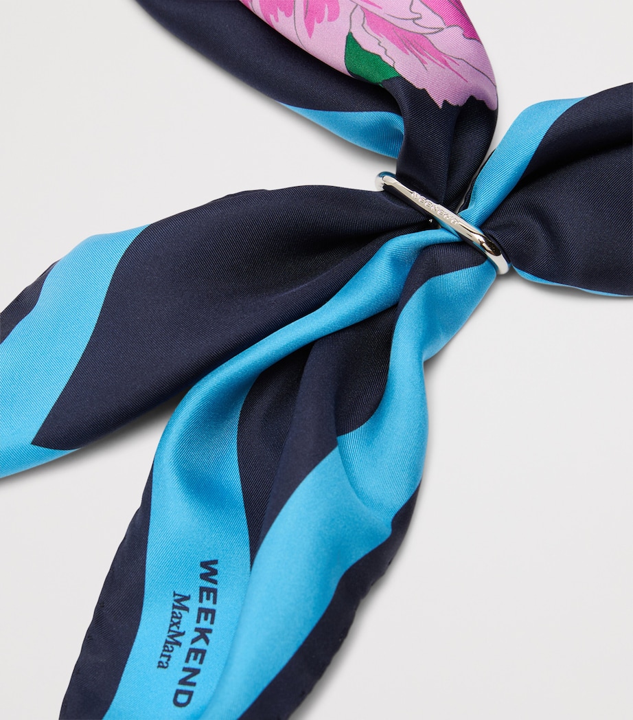 Weekend Max Mara Silk Floral Print Scarf Midnightblue Image 4
