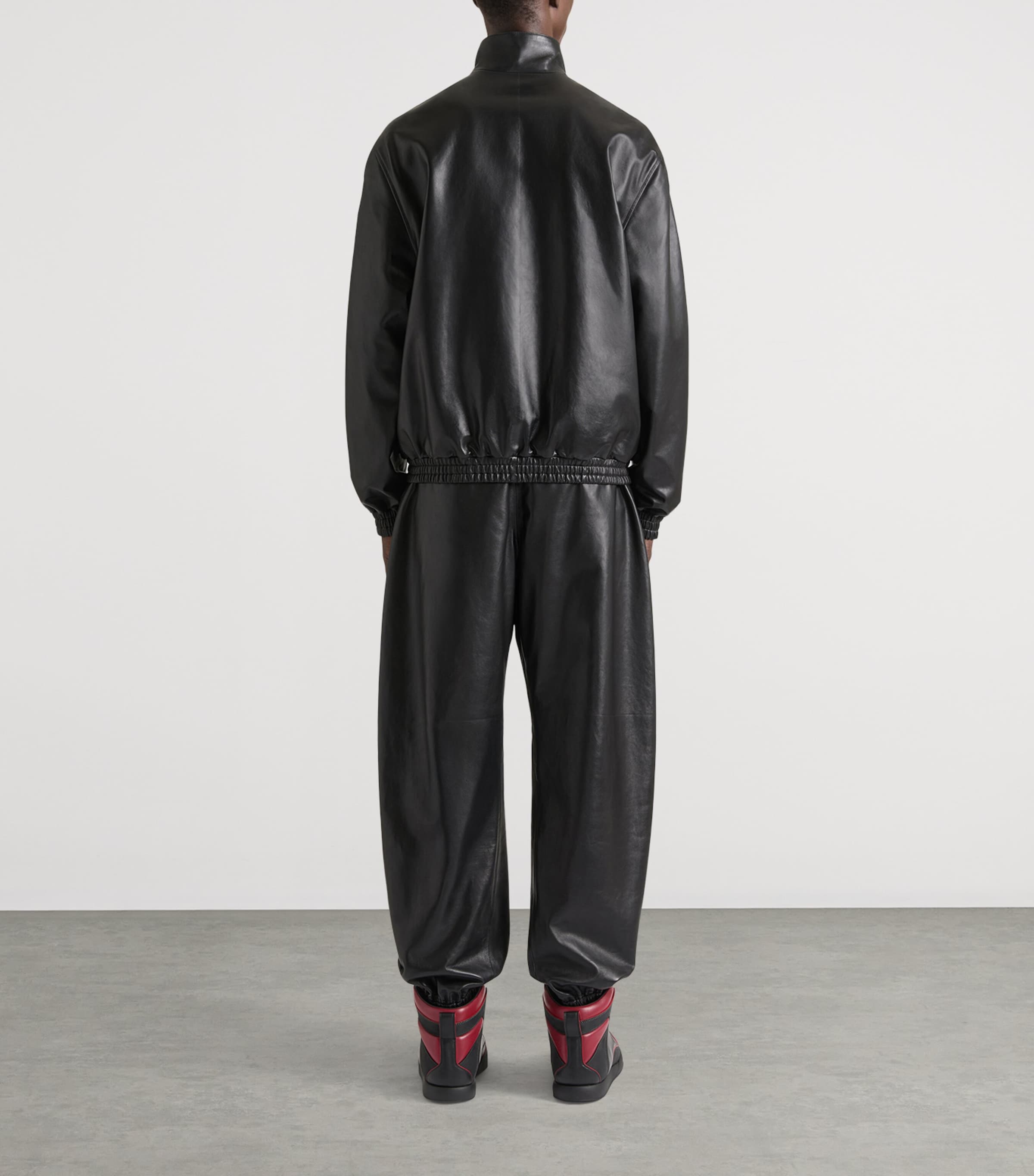 Givenchy Mens Leather Elasticated Trousers Image 3