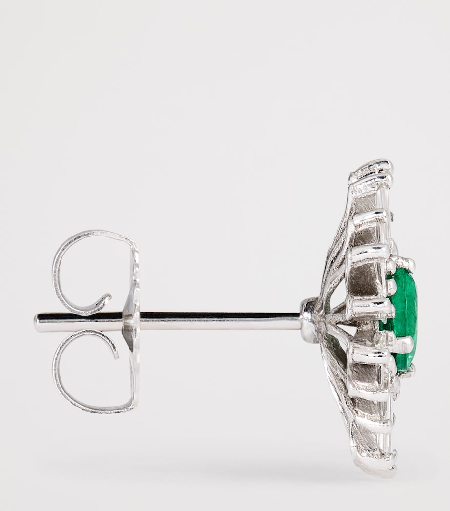 Suzanne Kalan White Gold, Diamond and Emerald One of a Kind Flower Earrings Wg/emer/wd Image 4