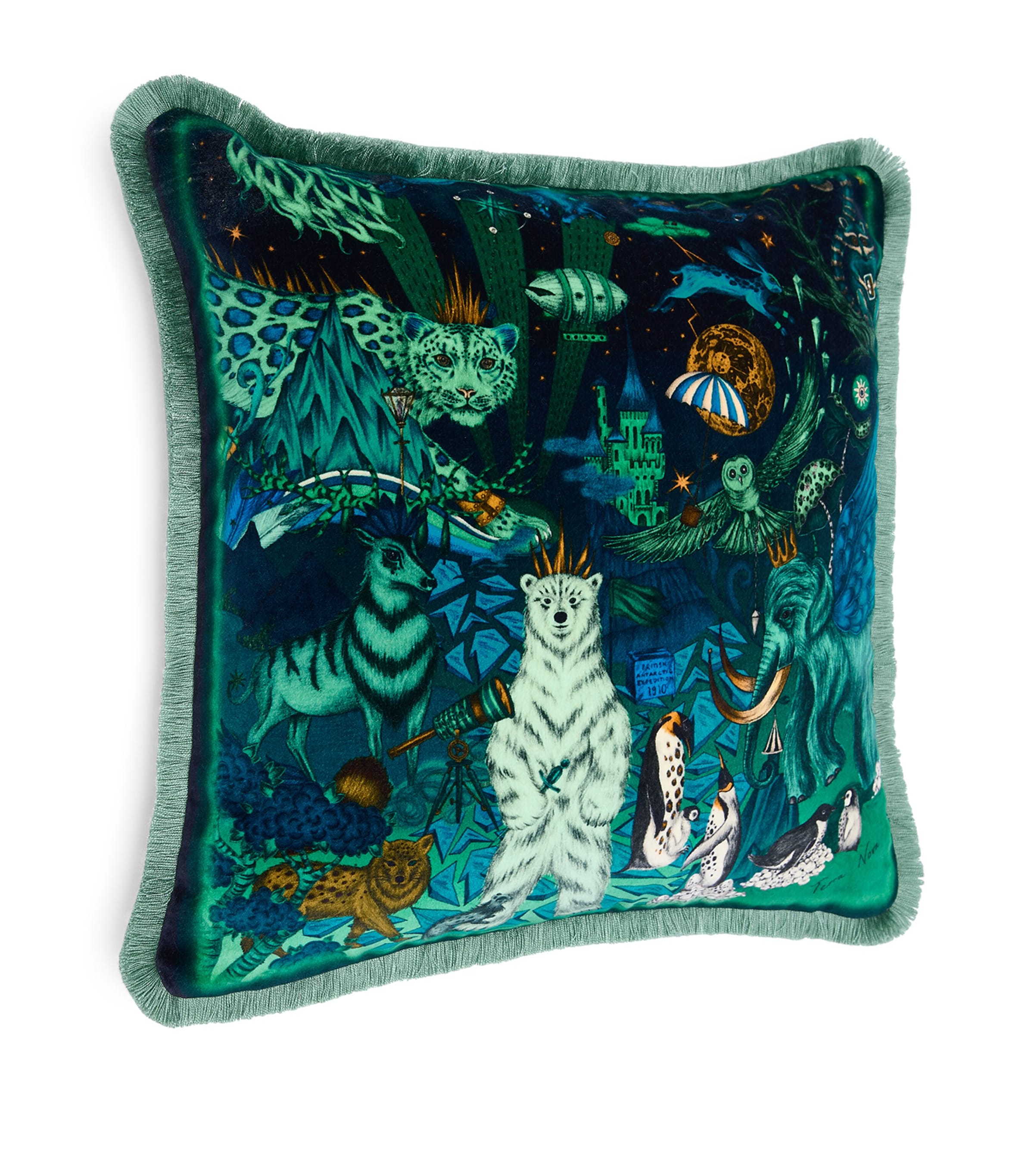 Emma J Shipley Velvet Terra Nova Cushion (45cm x 45cm) Ice Image 2