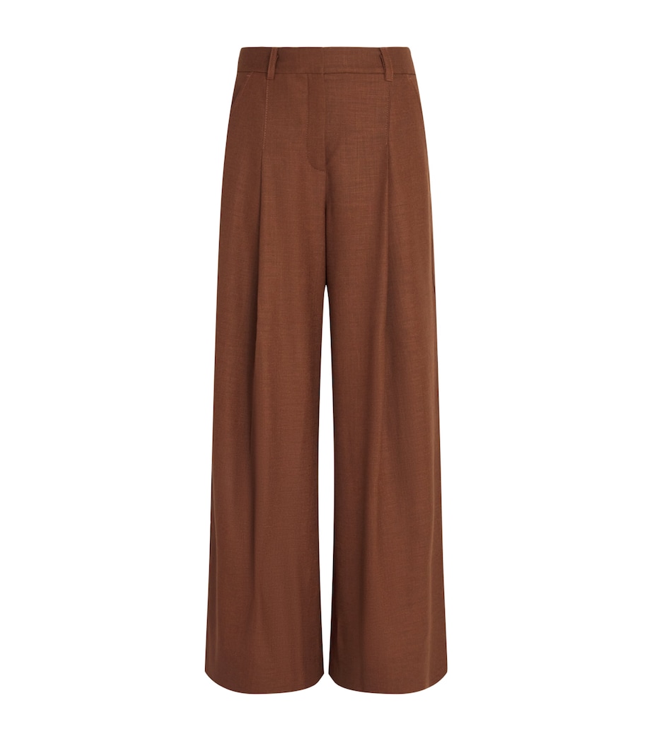 ME+EM Womens Wool-Blend Wide Trousers Pecan Brown Image 1