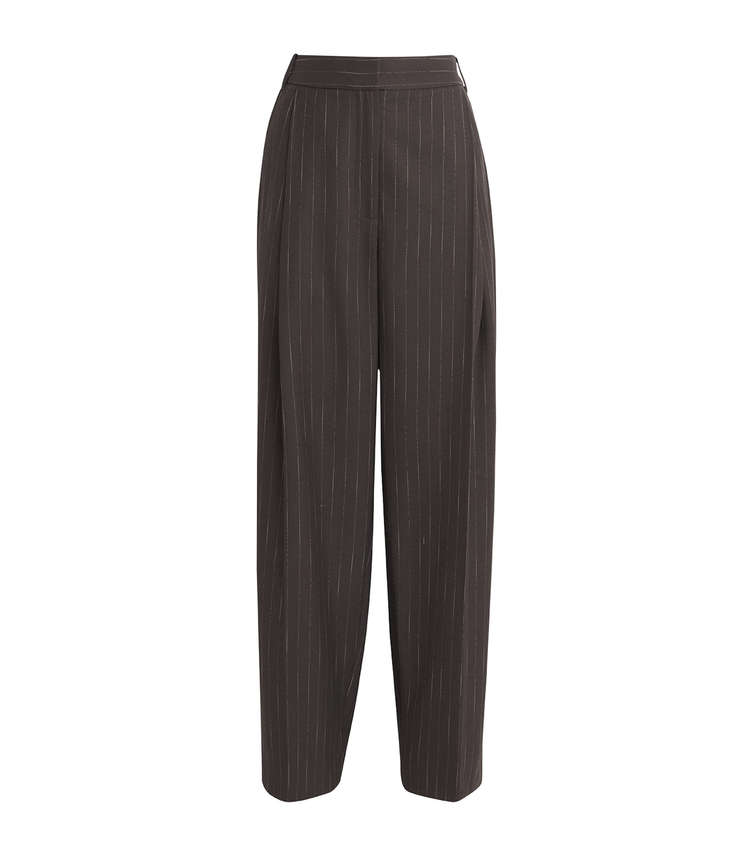 Camilla And Marc Pinstripe Piero Tailored Trousers In Brown
