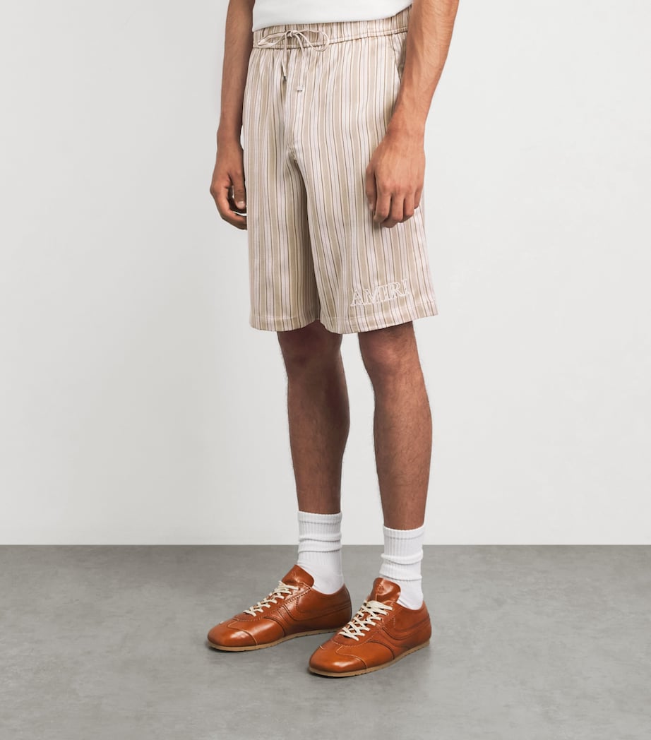 AMIRI Mens Stripe Logo Shorts Alabaster Image 4
