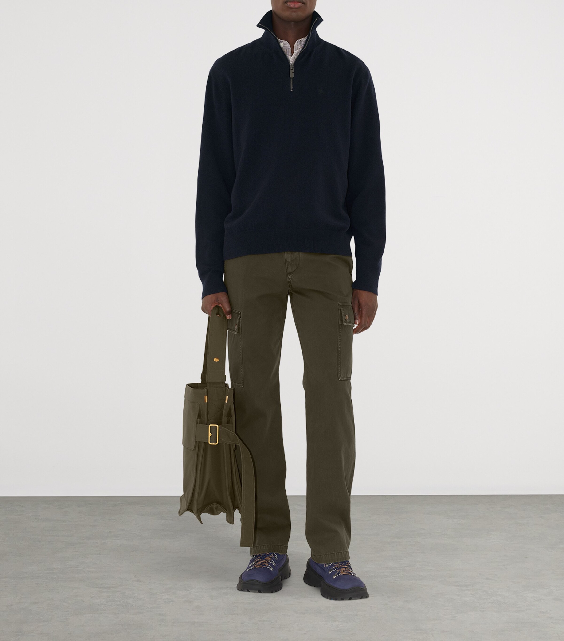 Cashmere-Blend Quarter-Zip Slim Sweater NAVY Image 2