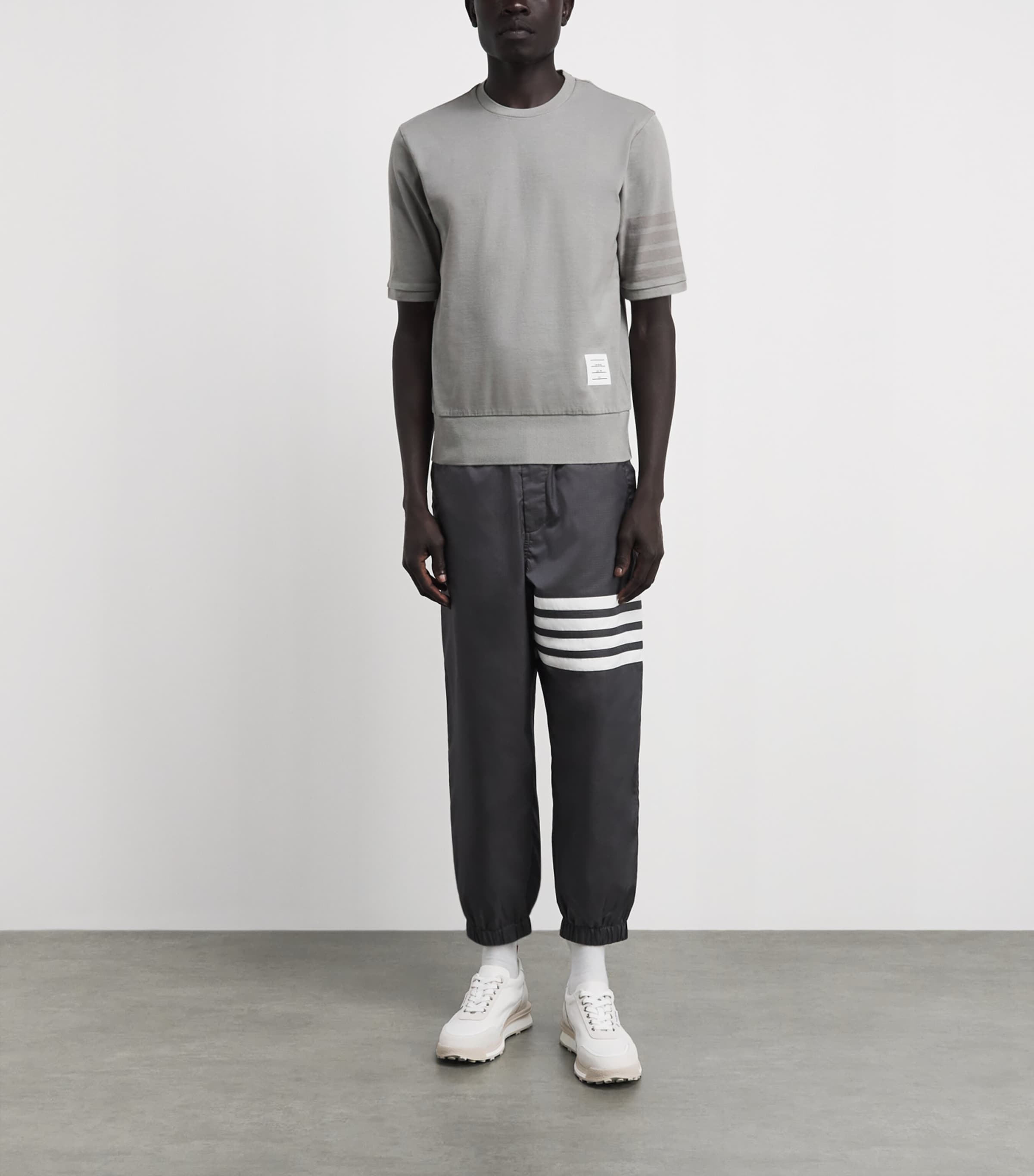 Thom Browne Mens Cotton 4-Bar T-Shirt Lt Grey Image 2