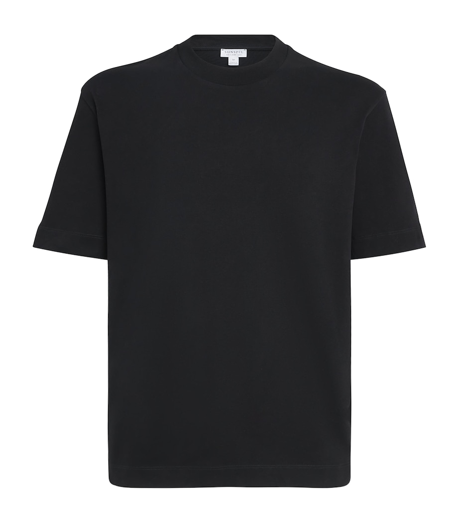 Sunspel Mens Supima Cotton Heavyweight T-Shirt Bkaa Black Image 1